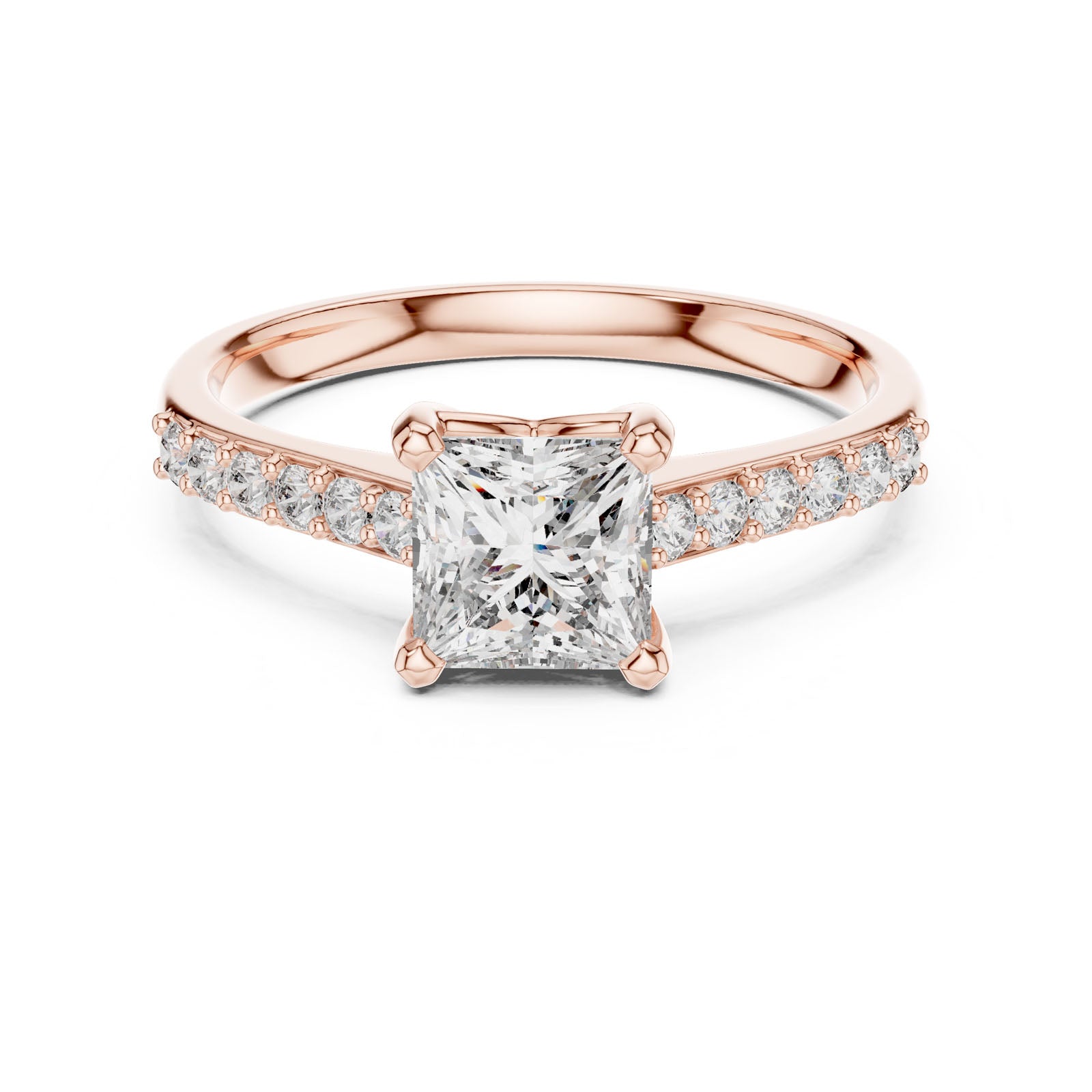 1.24 Ct. Princess Cut Diamond Engagement Ring with Pavé Band (00001L (6)) 7