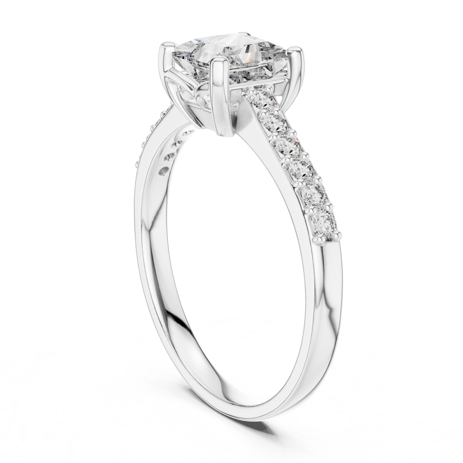 1.24 Ct. Princess Cut Diamond Engagement Ring with Pavé Band (00001L (6)) 4