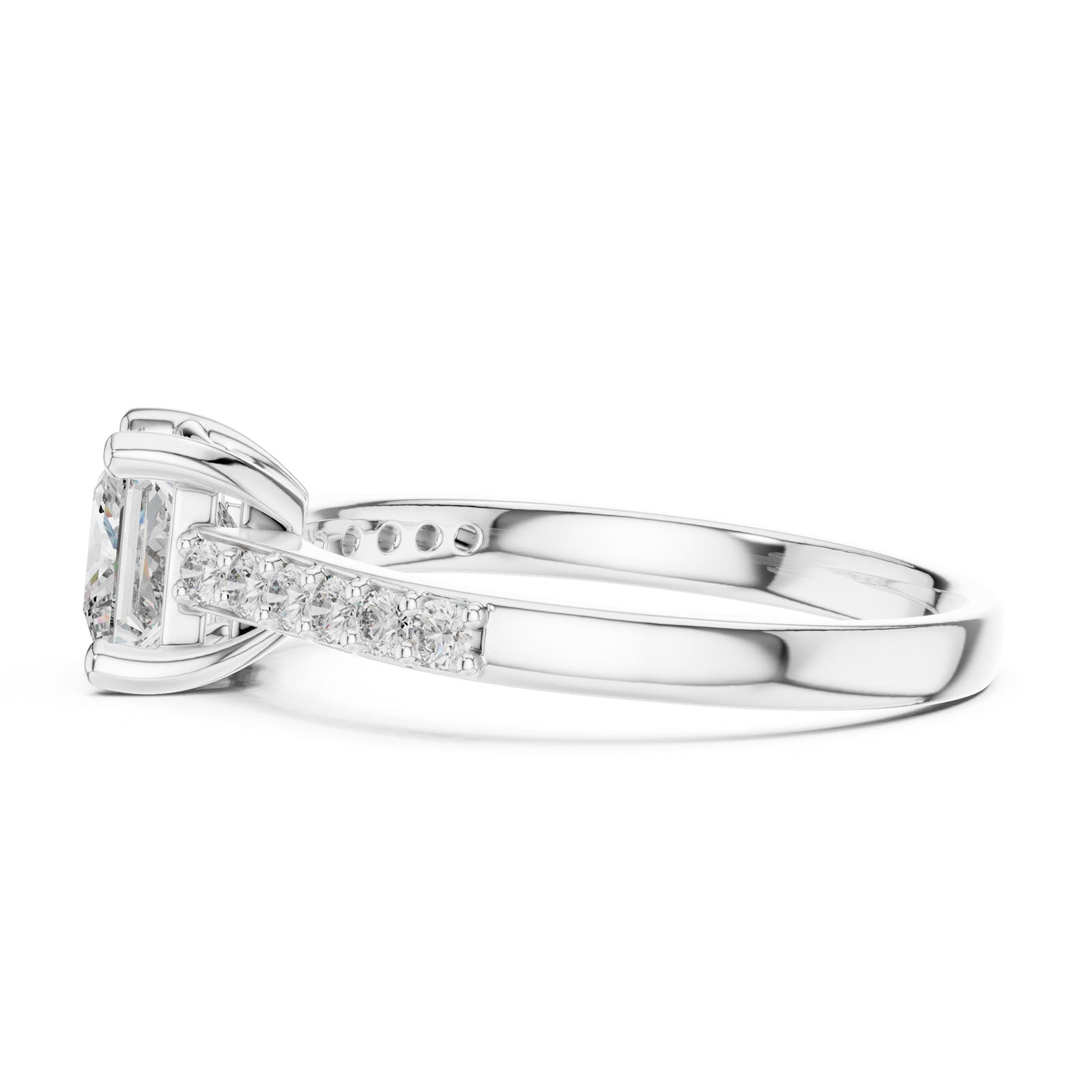 1.24 Ct. Princess Cut Diamond Engagement Ring with Pavé Band (00001L (6)) 10