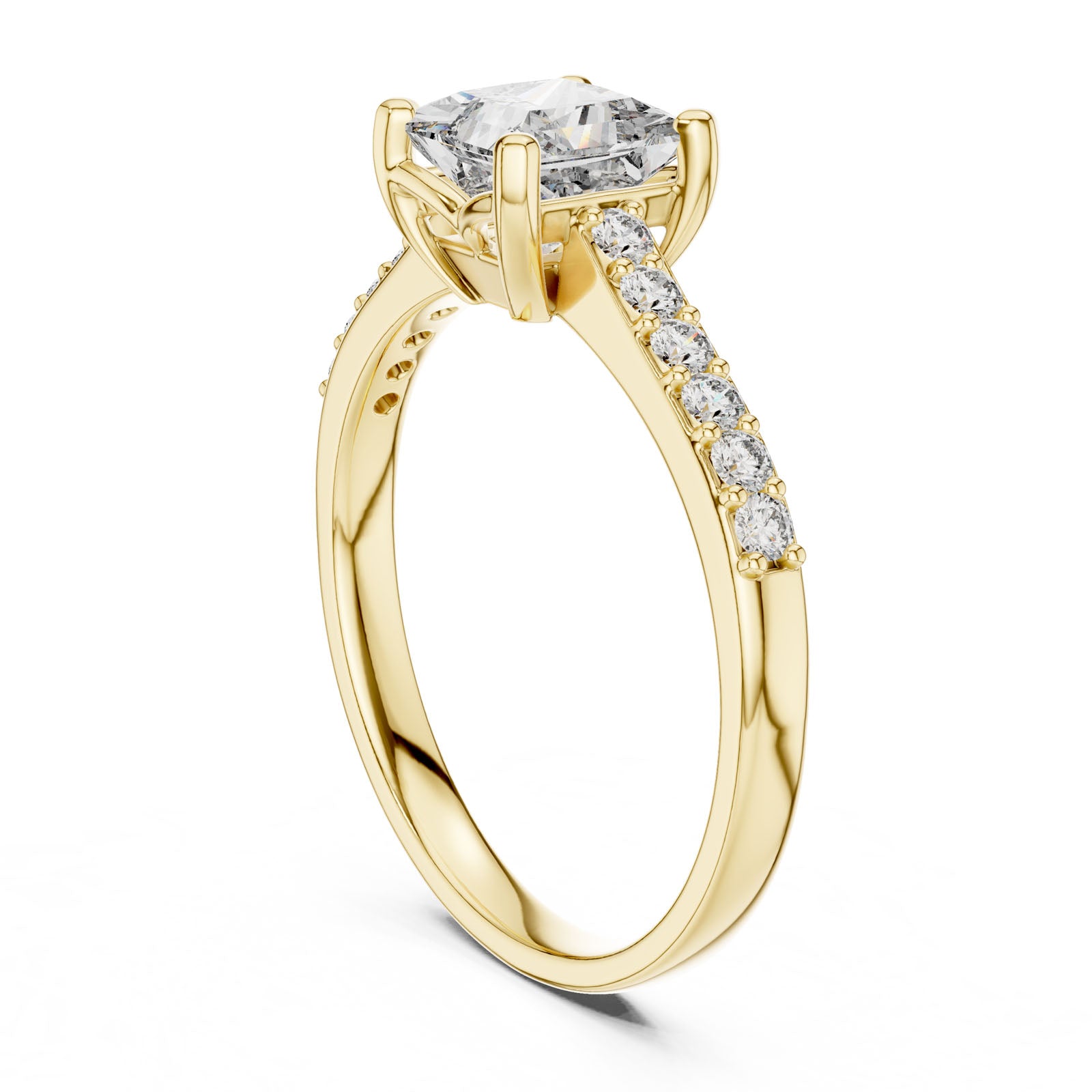 1.24 Ct. Princess Cut Diamond Engagement Ring with Pavé Band (00001L (6)) 3