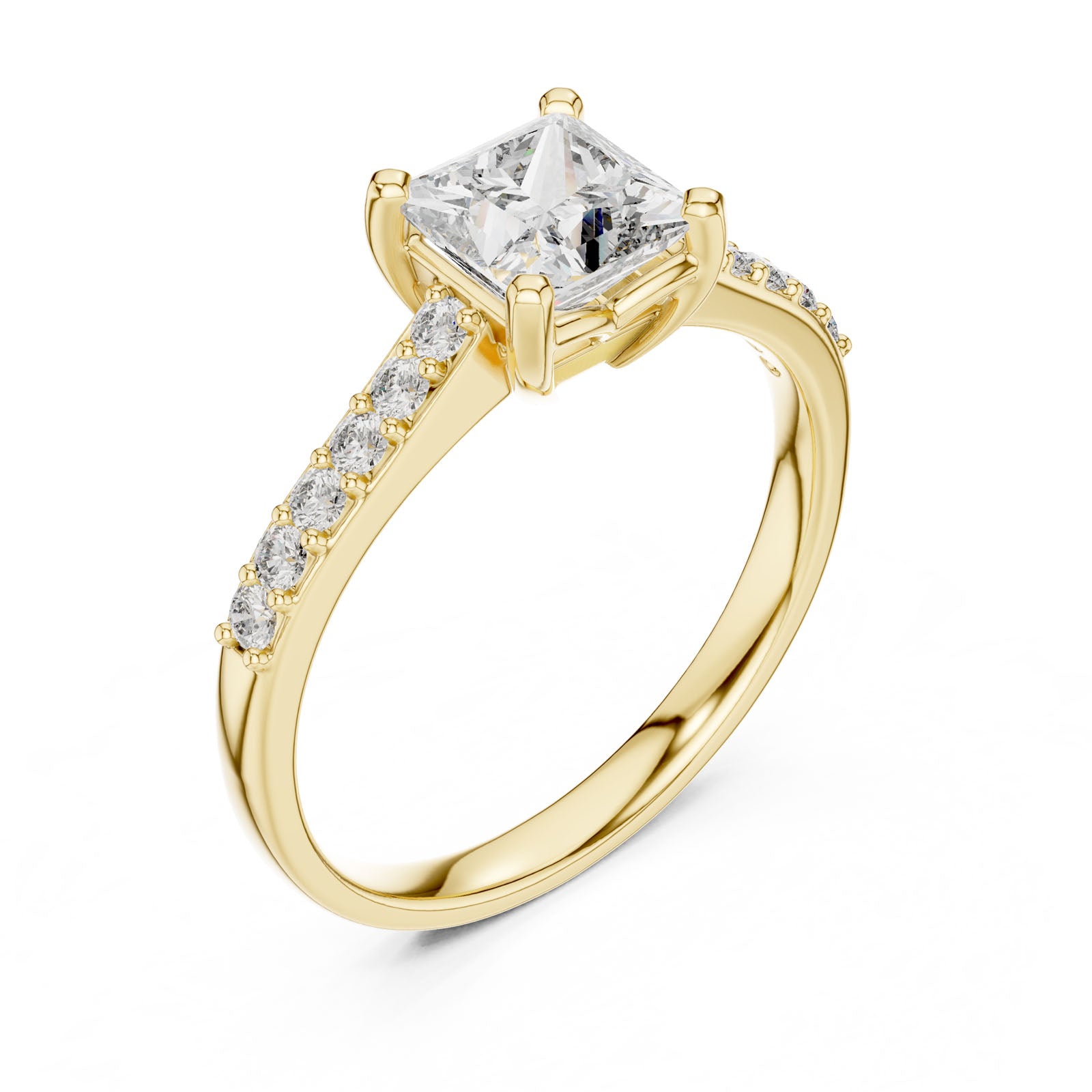 1.24 Ct. Princess Cut Diamond Engagement Ring with Pavé Band (00001L (6)) 6