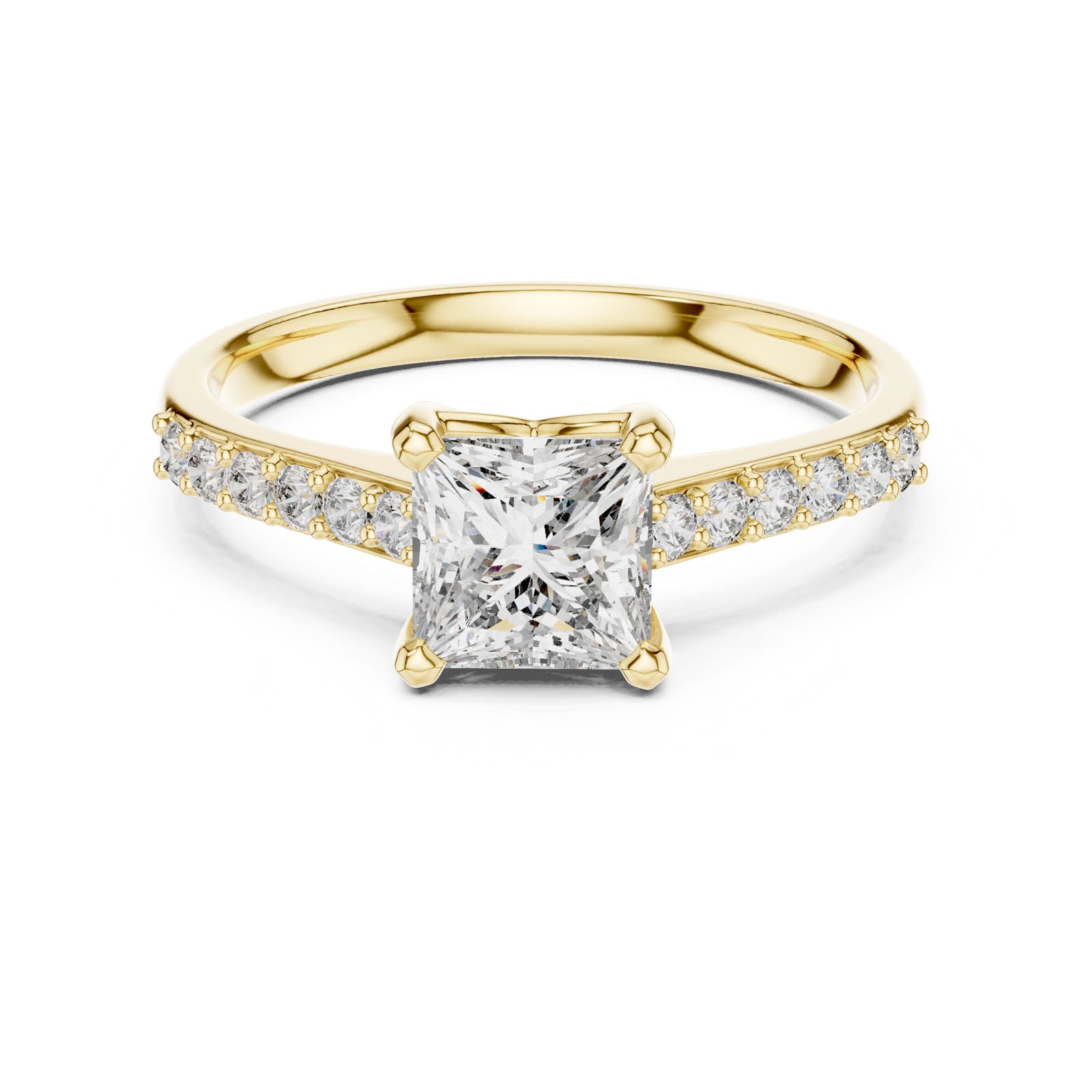 1.24 Ct. Princess Cut Diamond Engagement Ring with Pavé Band (00001L (6)) 11
