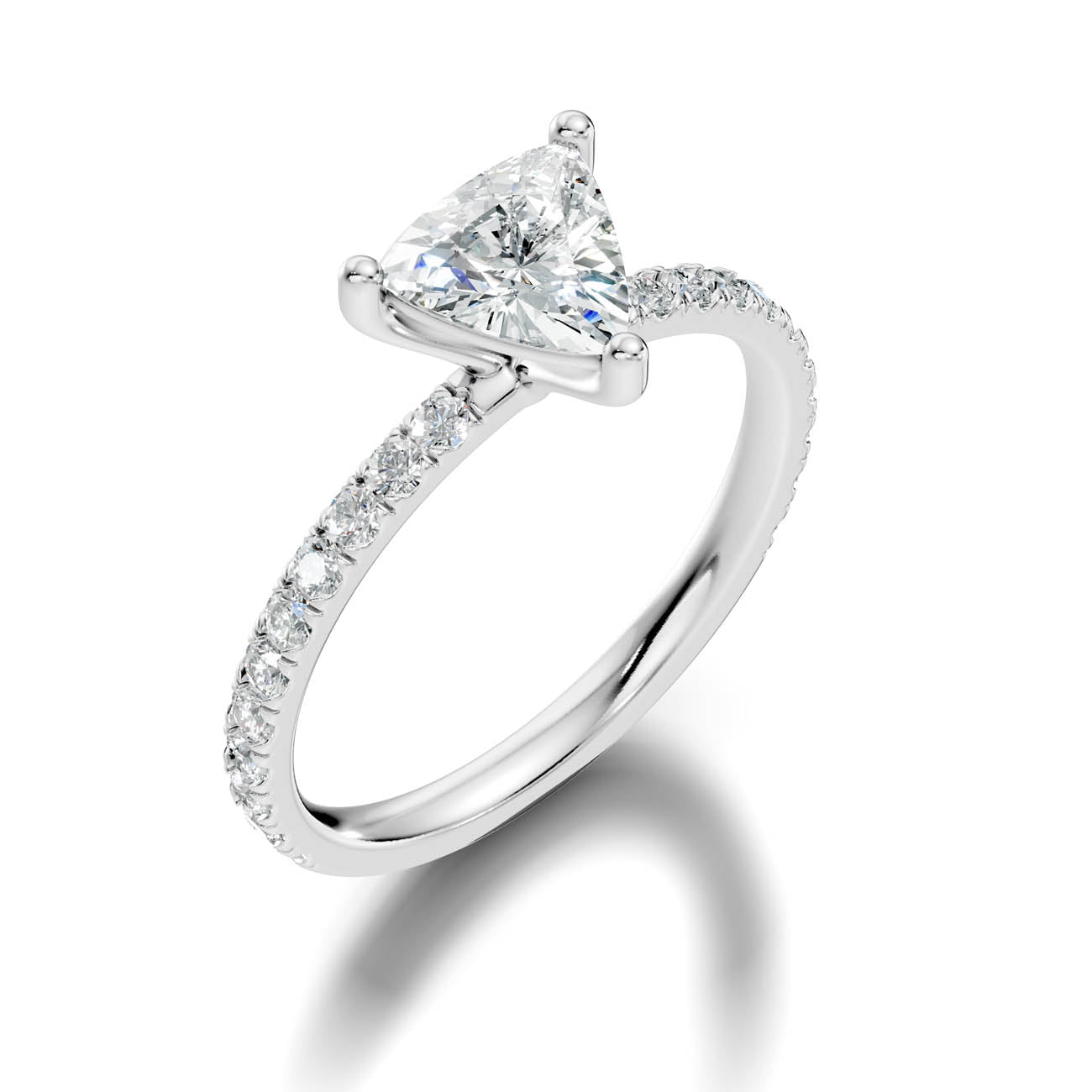 1.34 Ct. Classic Trillion Diamond Ring with Pavé Band Setting (21-g) 13
