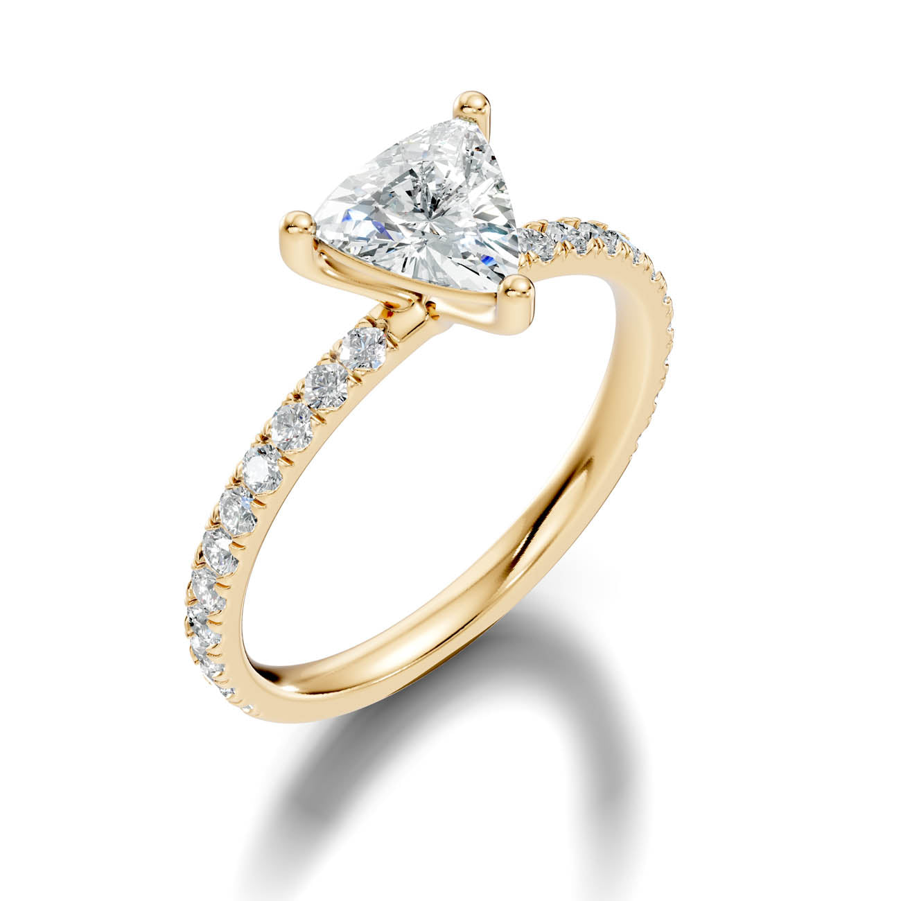 1.34 Ct. Classic Trillion Diamond Ring with Pavé Band Setting (21-g)
