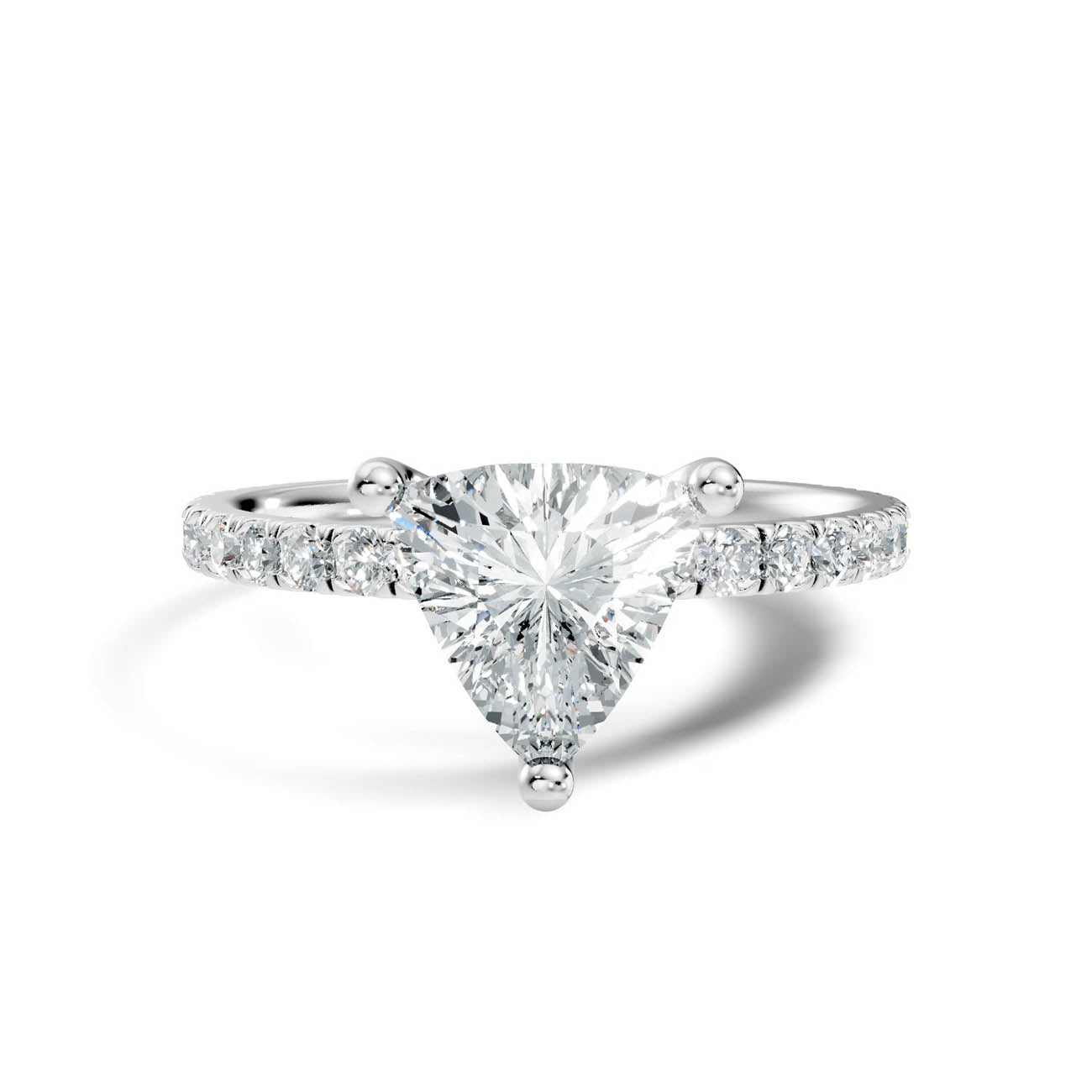 1.34 Ct. Classic Trillion Diamond Ring with Pavé Band Setting (21-g) 10