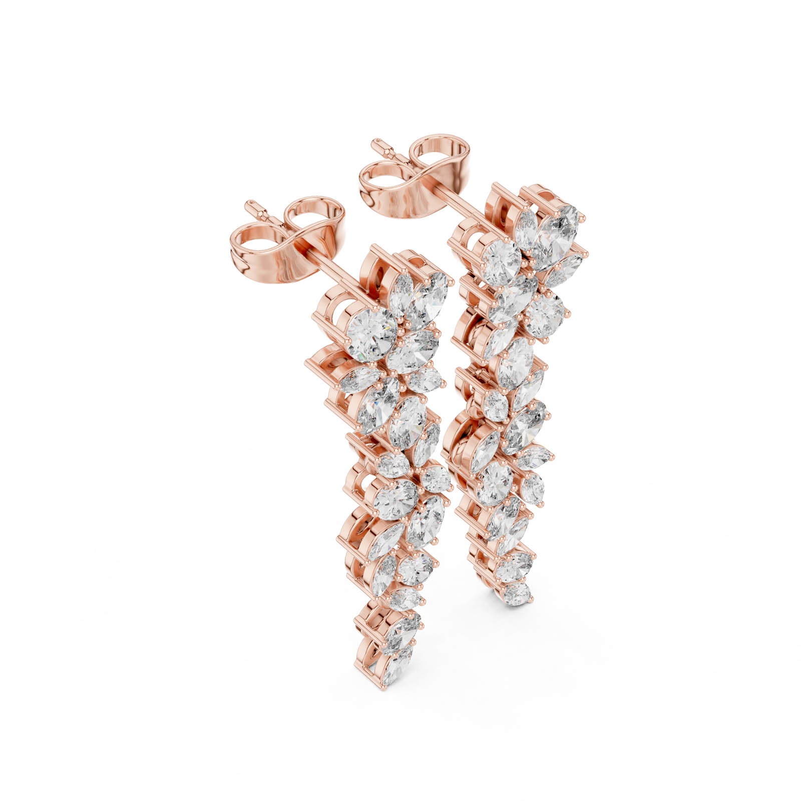 1.84 Ct. Diamond Drop Earrings with Oval and Marquise Cluster Design (03) 10