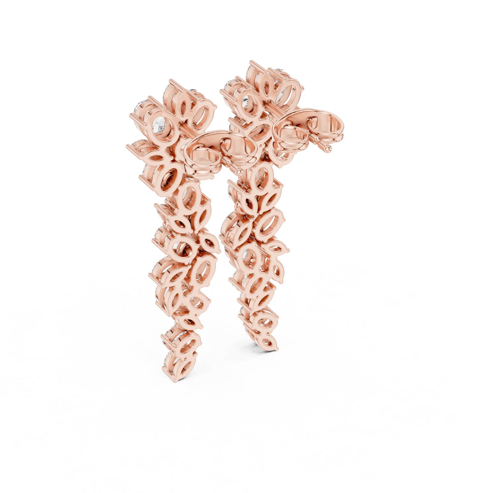 1.84 Ct. Diamond Drop Earrings with Oval and Marquise Cluster Design (03) 11