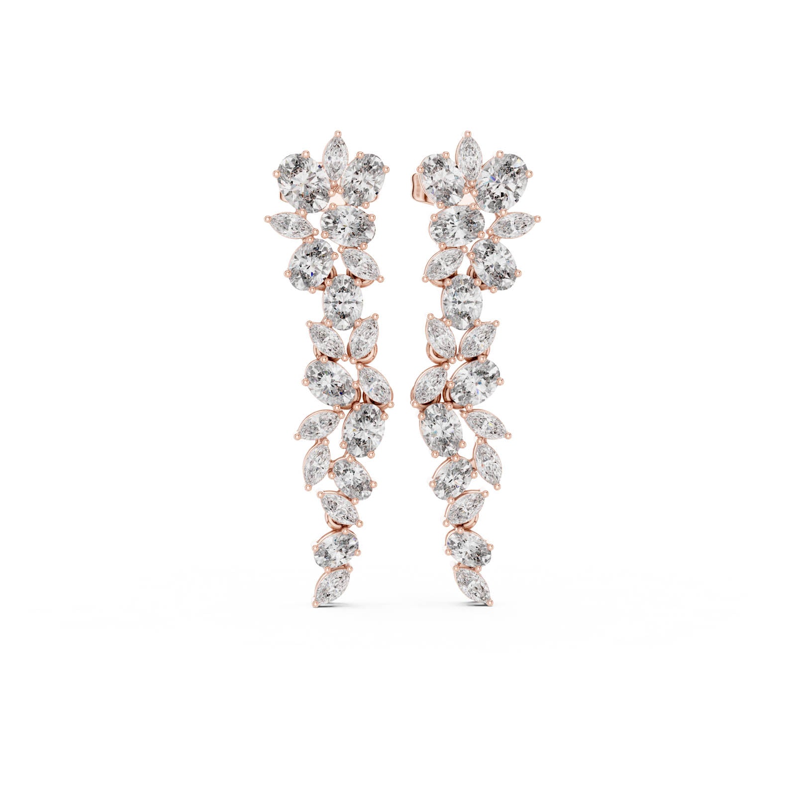 1.84 Ct. Diamond Drop Earrings with Oval and Marquise Cluster Design (03) 12