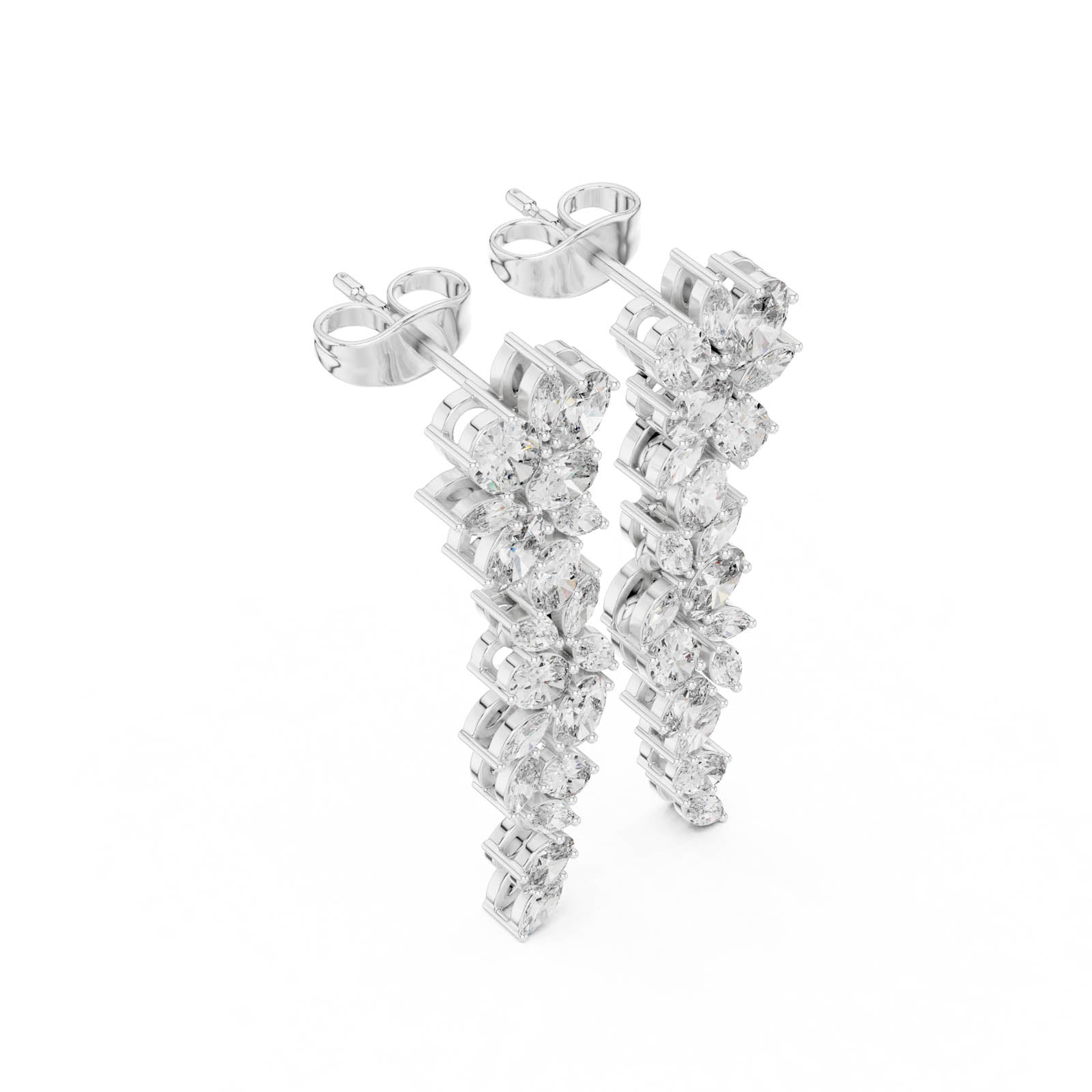 1.84 Ct. Diamond Drop Earrings with Oval and Marquise Cluster Design (03) 13