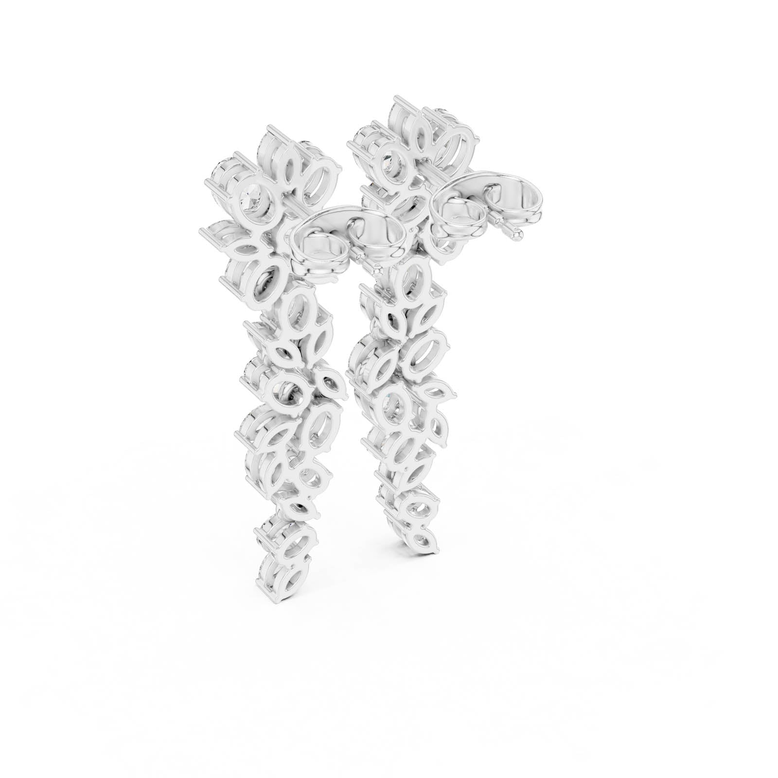 1.84 Ct. Diamond Drop Earrings with Oval and Marquise Cluster Design (03) 5