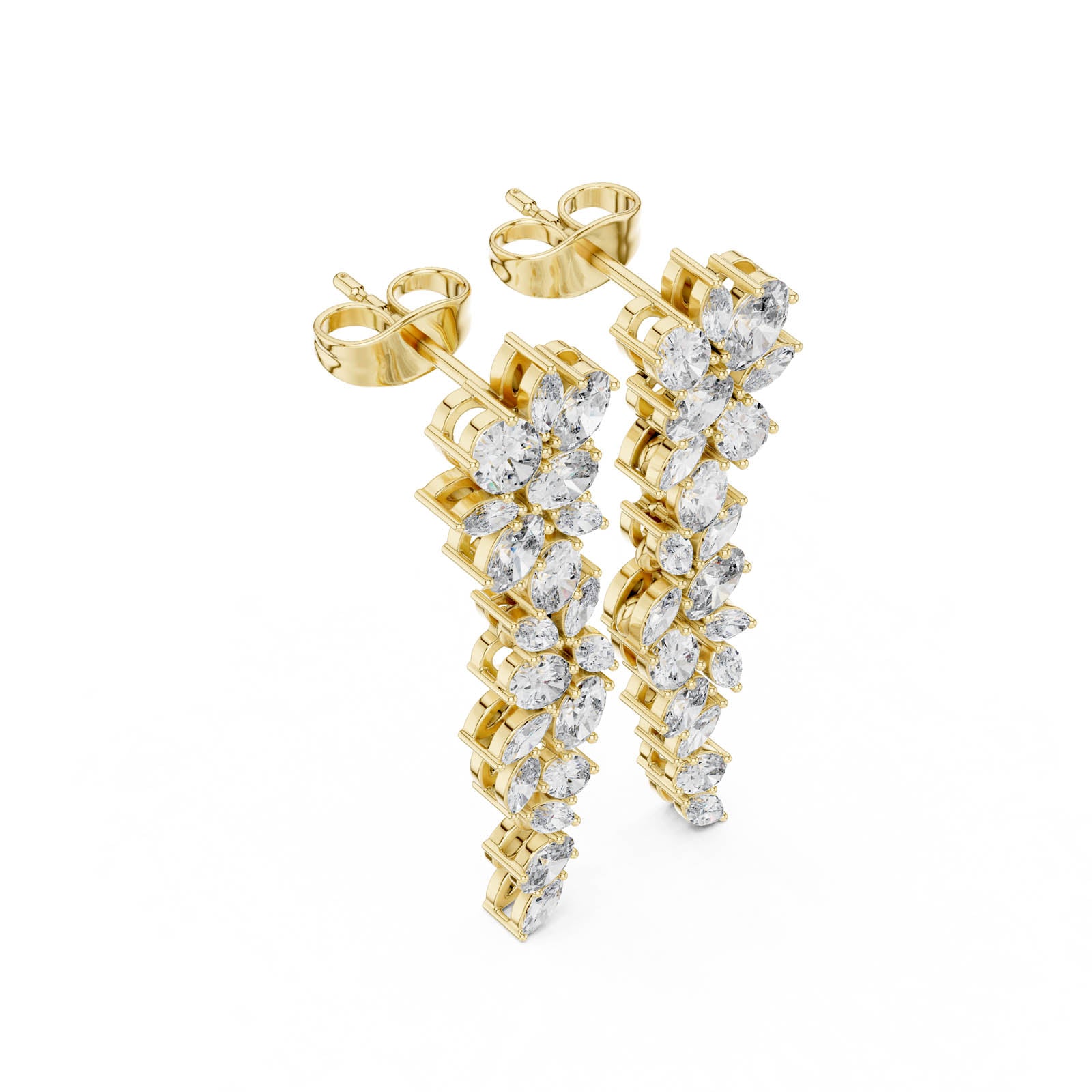 1.84 Ct. Diamond Drop Earrings with Oval and Marquise Cluster Design (03) 2