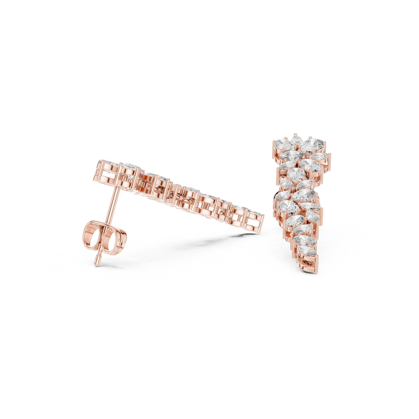 1.84 Ct. Diamond Drop Earrings with Oval and Marquise Cluster Design (03) 4