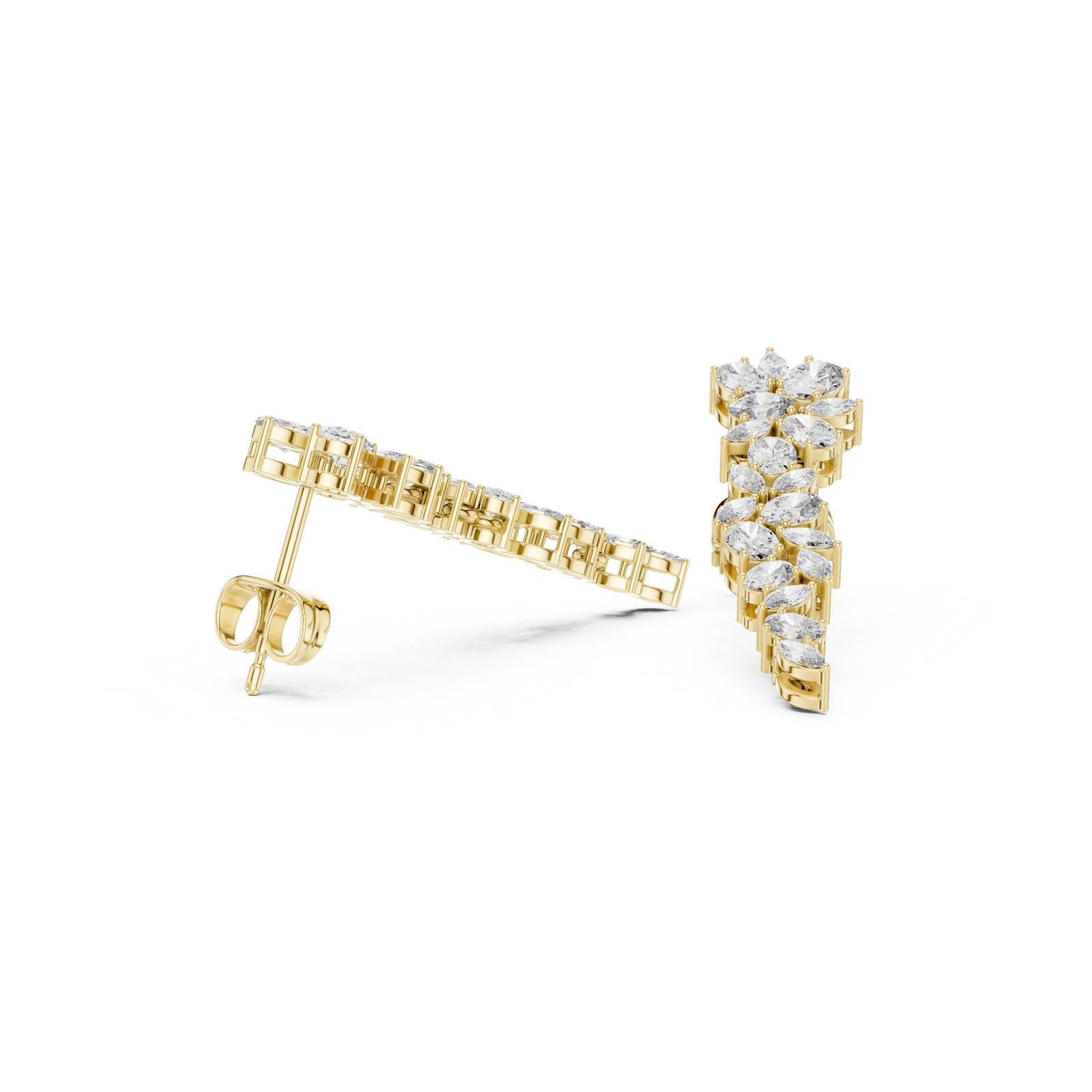 1.84 Ct. Diamond Drop Earrings with Oval and Marquise Cluster Design (03) 9