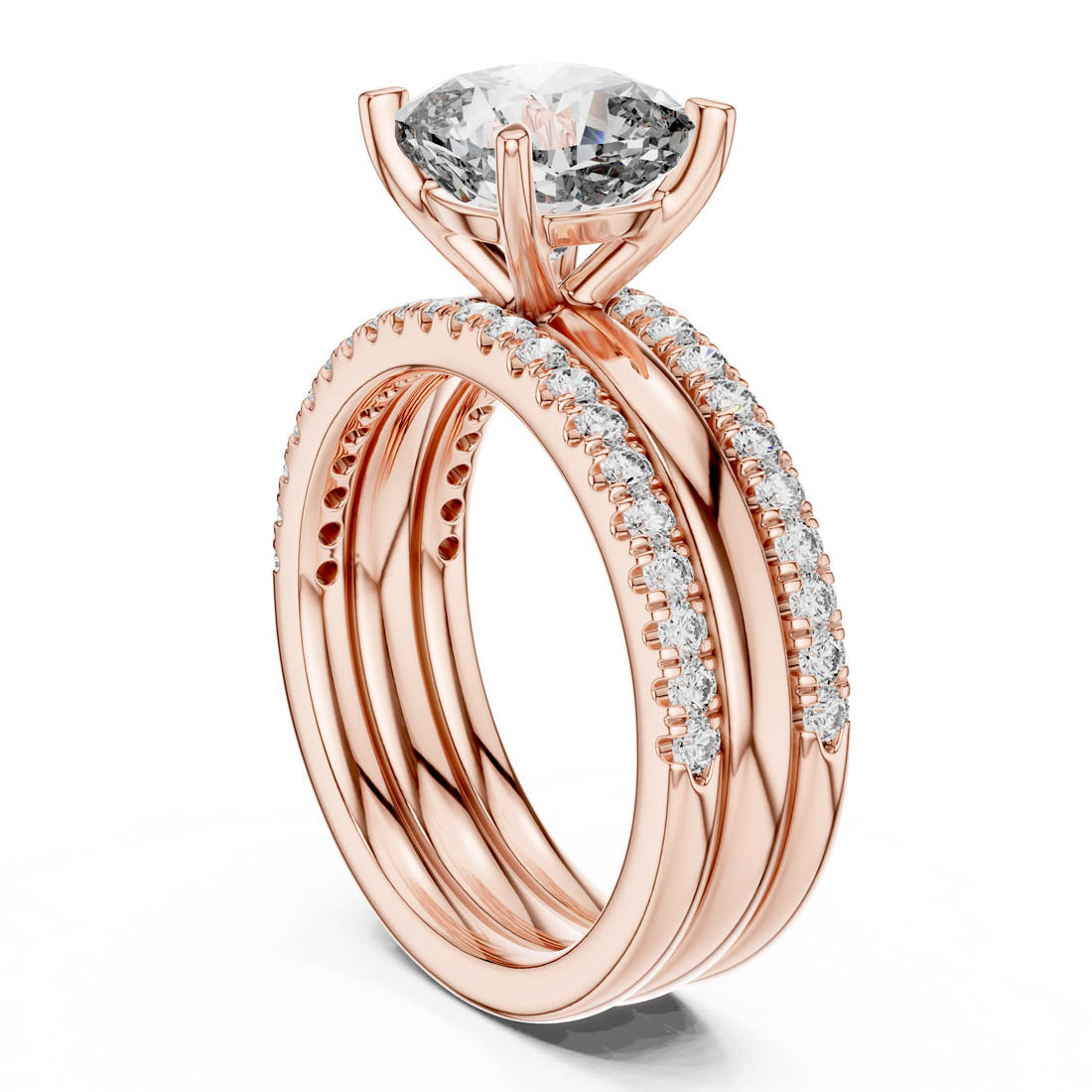 3.50 Ct. Cushion Cut Diamond Pavé Bridal Set (1053) 5