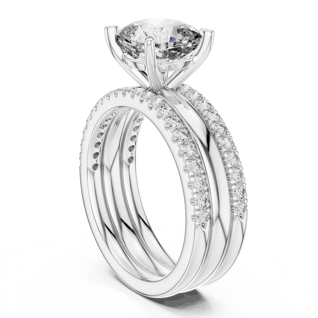 3.50 Ct. Cushion Cut Diamond Pavé Bridal Set (1053) 6
