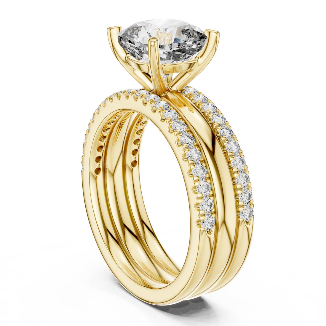 3.50 Ct. Cushion Cut Diamond Pavé Bridal Set (1053) 4
