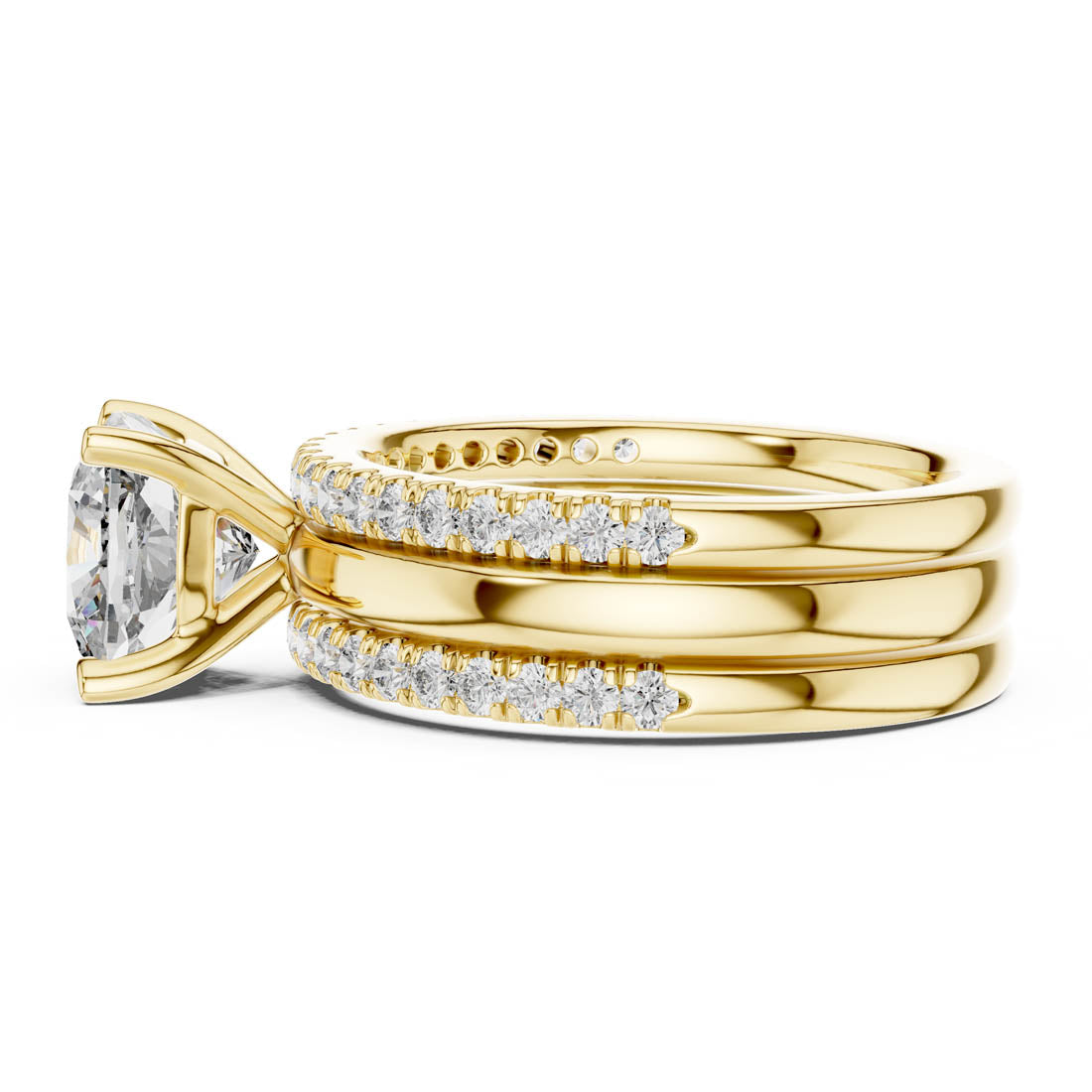 3.50 Ct. Cushion Cut Diamond Pavé Bridal Set (1053) 11