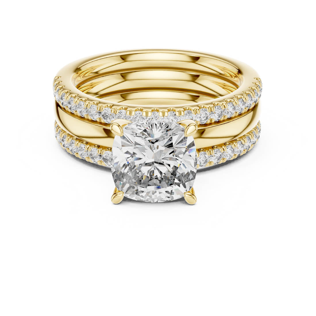 3.50 Ct. Cushion Cut Diamond Pavé Bridal Set (1053)