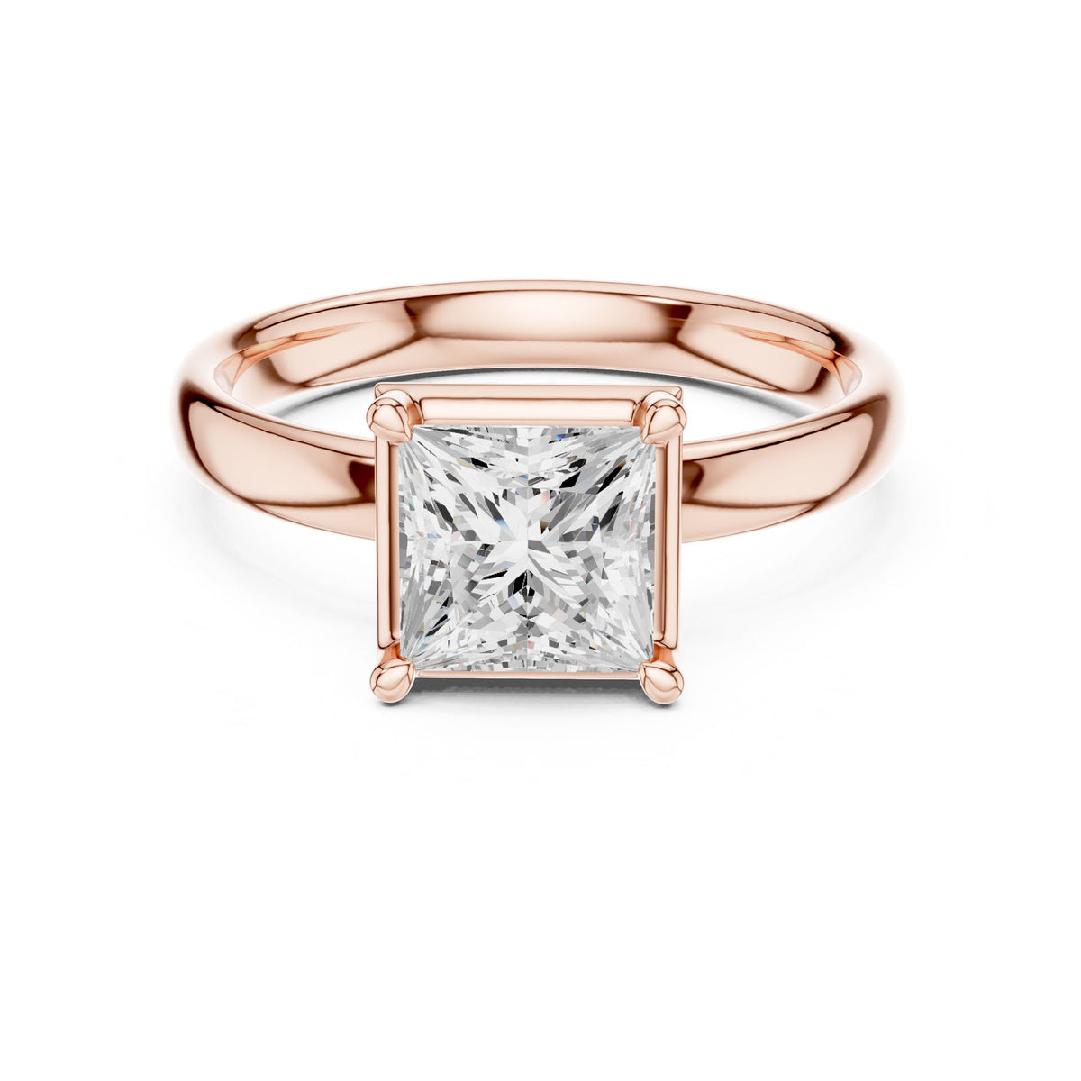 1.50 Ct. Classic Princess Diamond Solitaire Ring with Four-Prong Setting (10 PR) 9