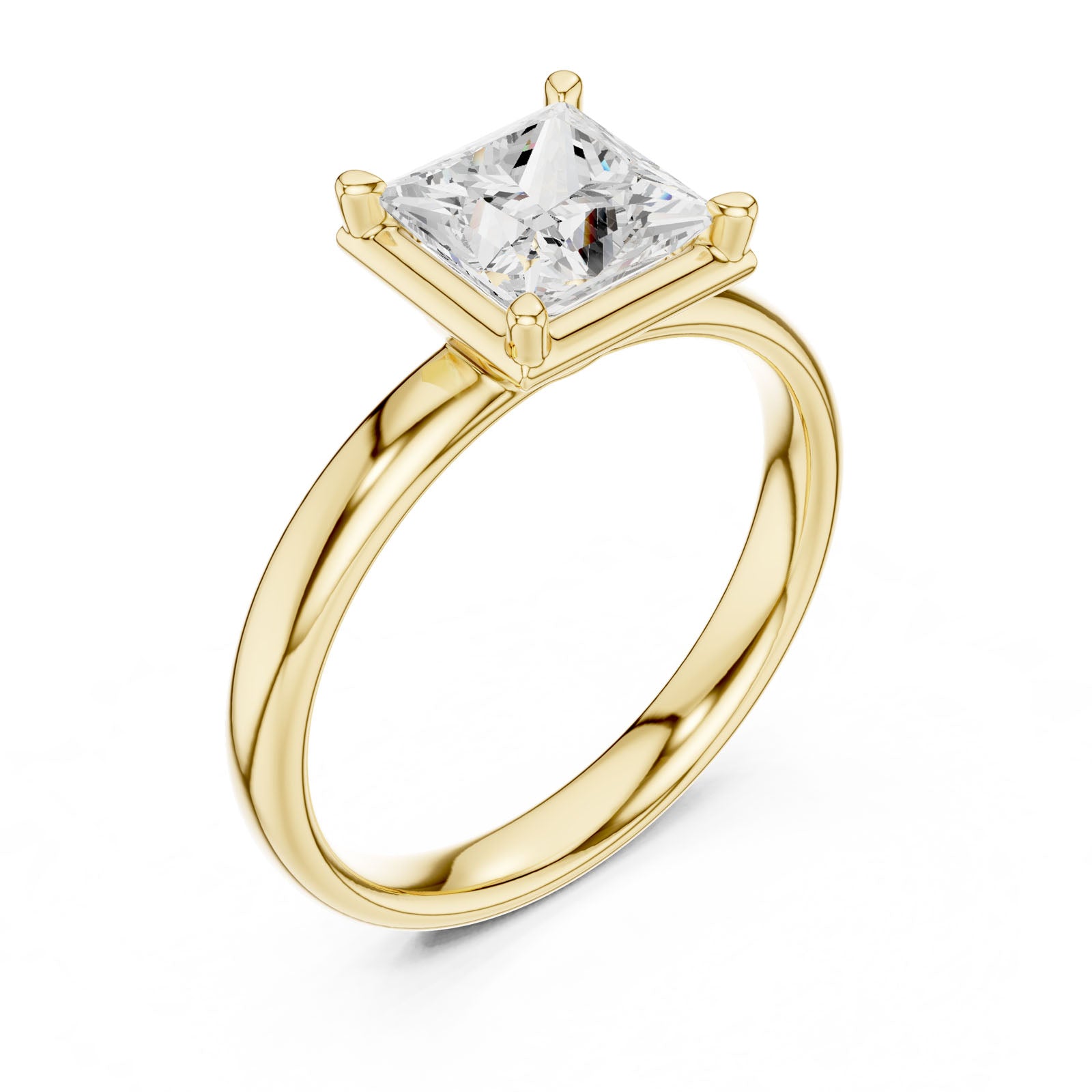 1.50 Ct. Classic Princess Diamond Solitaire Ring with Four-Prong Setting (10 PR)