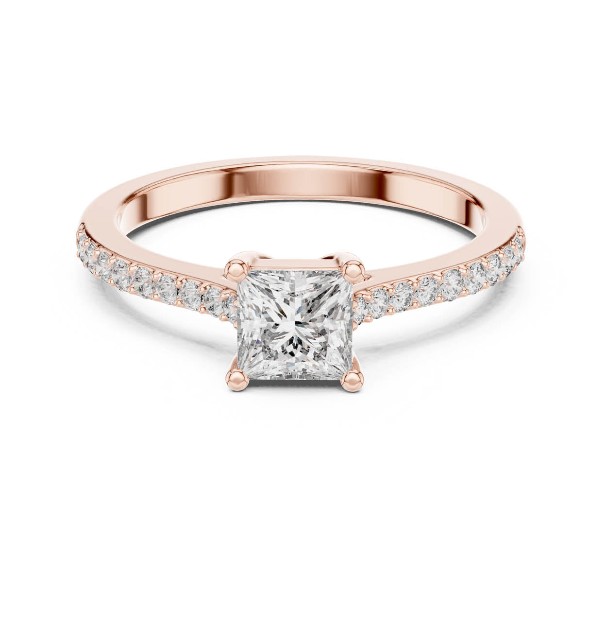 .61 Ct. Princess Cut Solitaire Diamond Ring with Pavé Band (111-28) 7