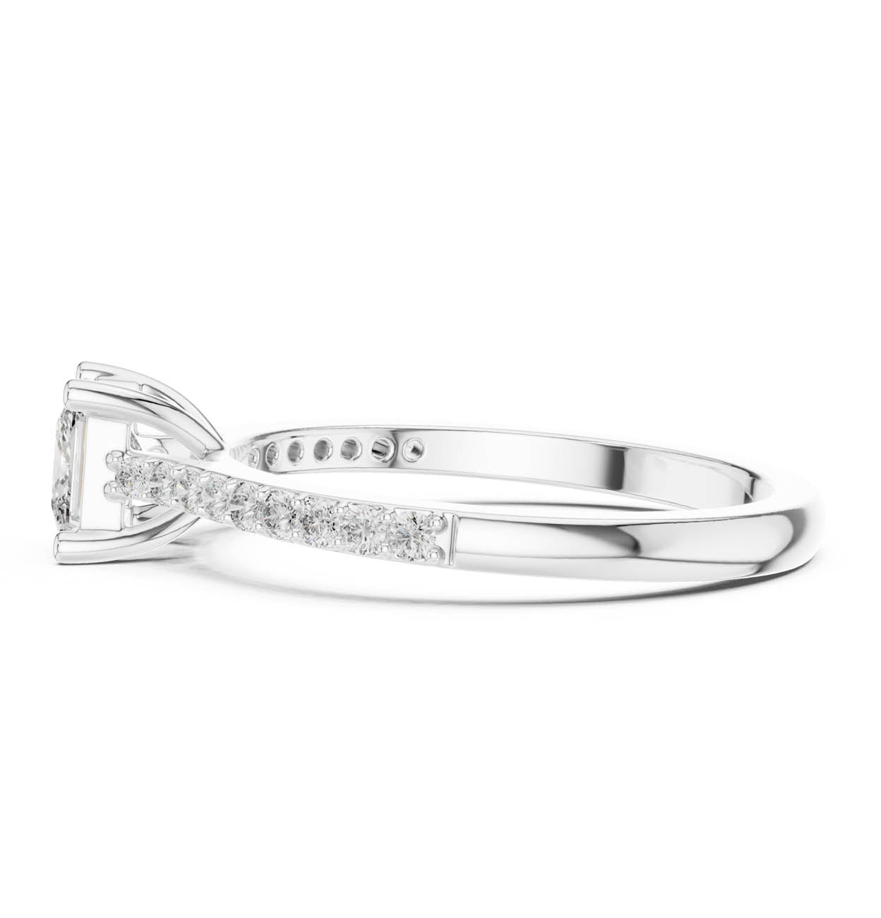 .61 Ct. Princess Cut Solitaire Diamond Ring with Pavé Band (111-28) 11