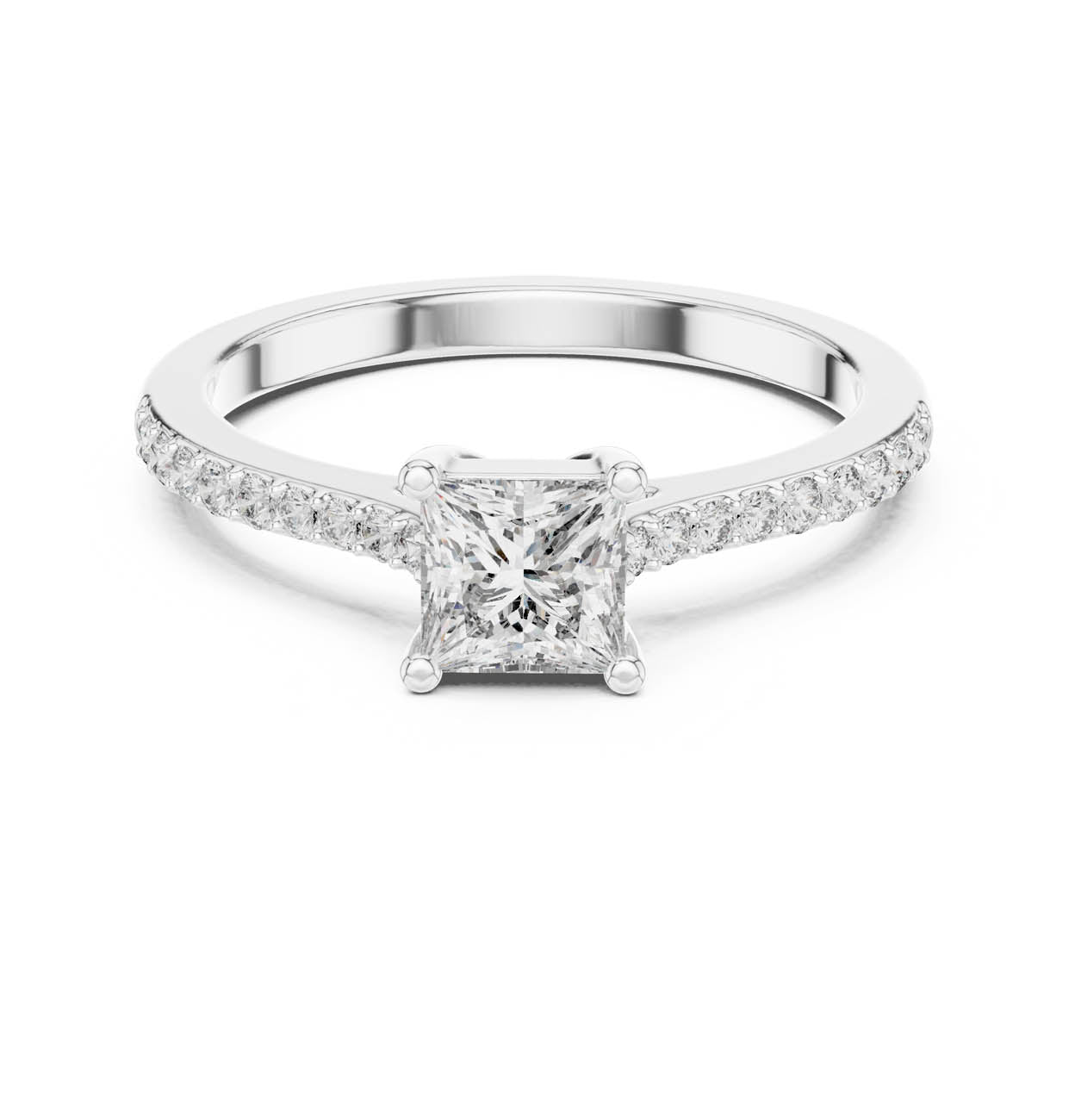 .61 Ct. Princess Cut Solitaire Diamond Ring with Pavé Band (111-28)