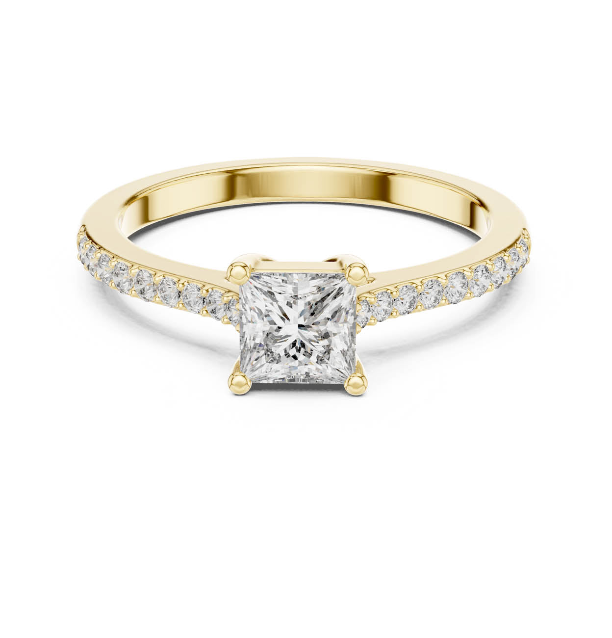 .61 Ct. Princess Cut Solitaire Diamond Ring with Pavé Band (111-28) 5