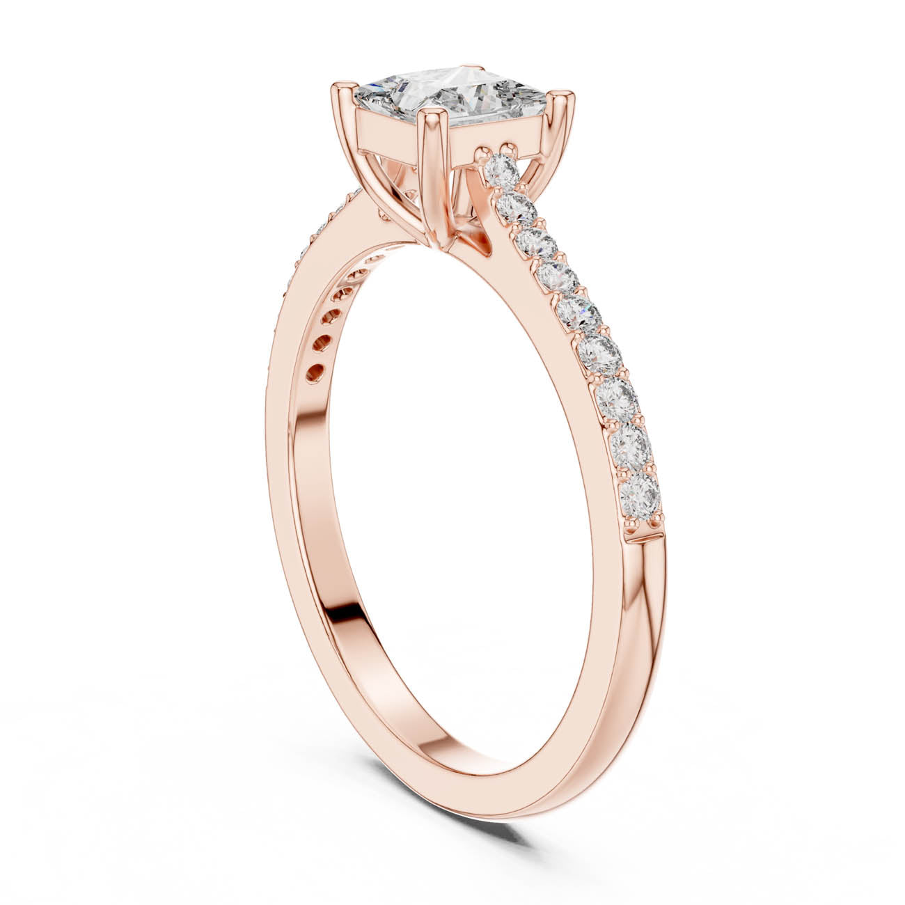 .61 Ct. Princess Cut Solitaire Diamond Ring with Pavé Band (111-28) 10