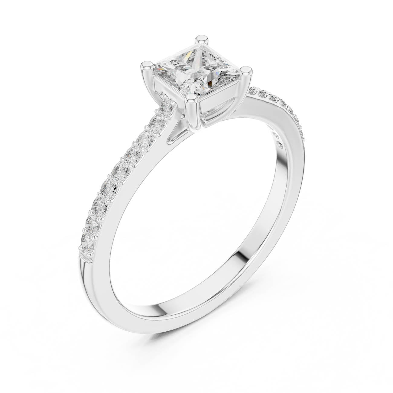 .61 Ct. Princess Cut Solitaire Diamond Ring with Pavé Band (111-28) 6