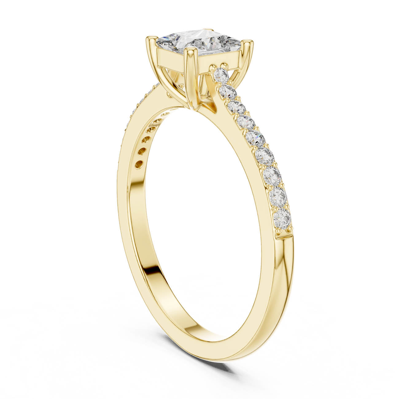 .61 Ct. Princess Cut Solitaire Diamond Ring with Pavé Band (111-28) 3