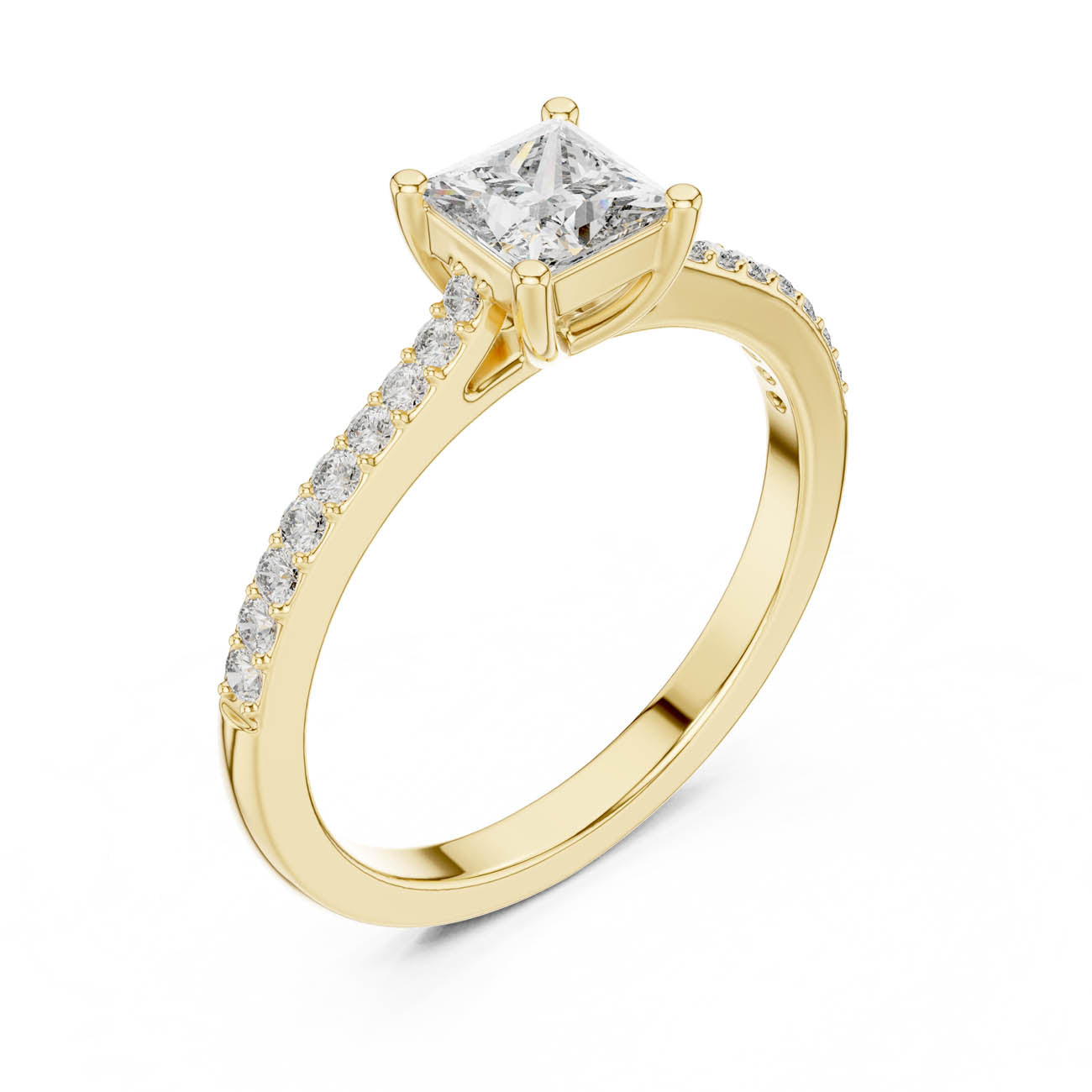 .61 Ct. Princess Cut Solitaire Diamond Ring with Pavé Band (111-28)