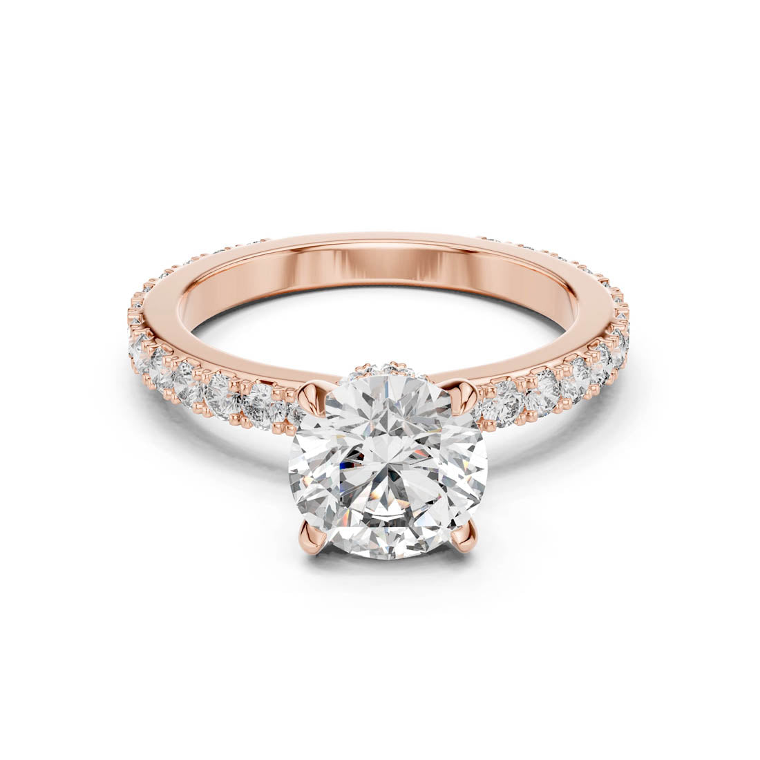 1.62 Ct. Round Diamond Pavé Engagement Ring with Hidden Halo (1293) 7