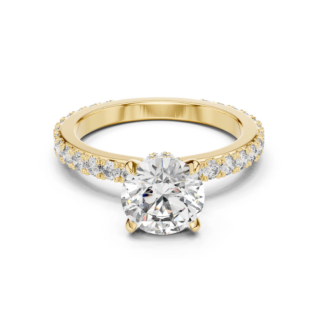 1.62 Ct. Round Diamond Pavé Engagement Ring with Hidden Halo (1293) 5