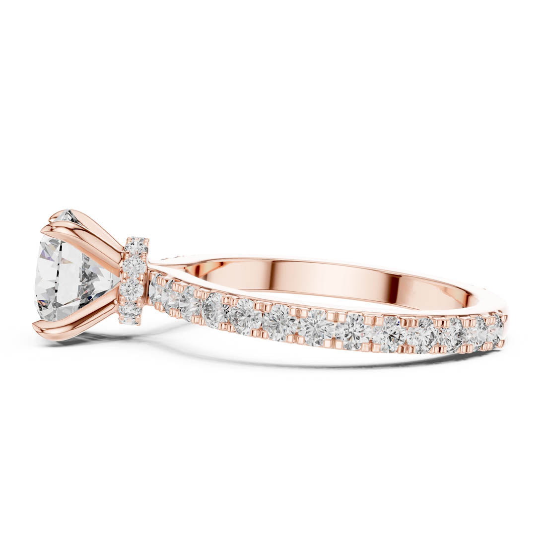 1.62 Ct. Round Diamond Pavé Engagement Ring with Hidden Halo (1293) 6