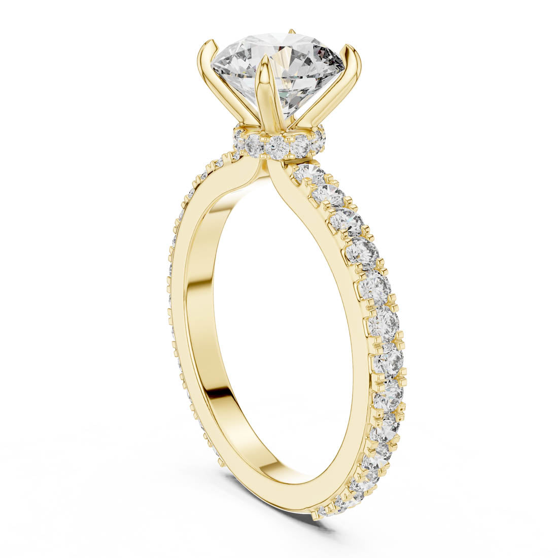1.62 Ct. Round Diamond Pavé Engagement Ring with Hidden Halo (1293) 3