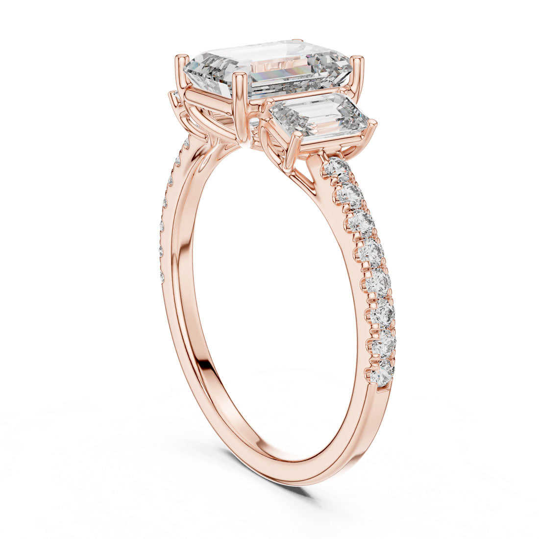 2.54 Ct. Emerald Cut Three-Stone Diamond Ring (1296) 8