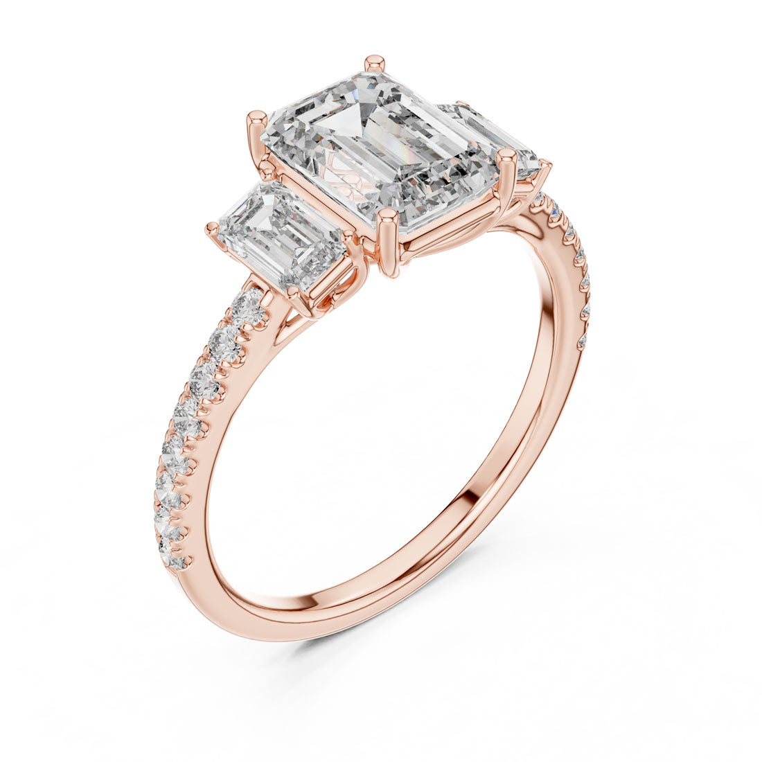 2.54 Ct. Emerald Cut Three-Stone Diamond Ring (1296) 10