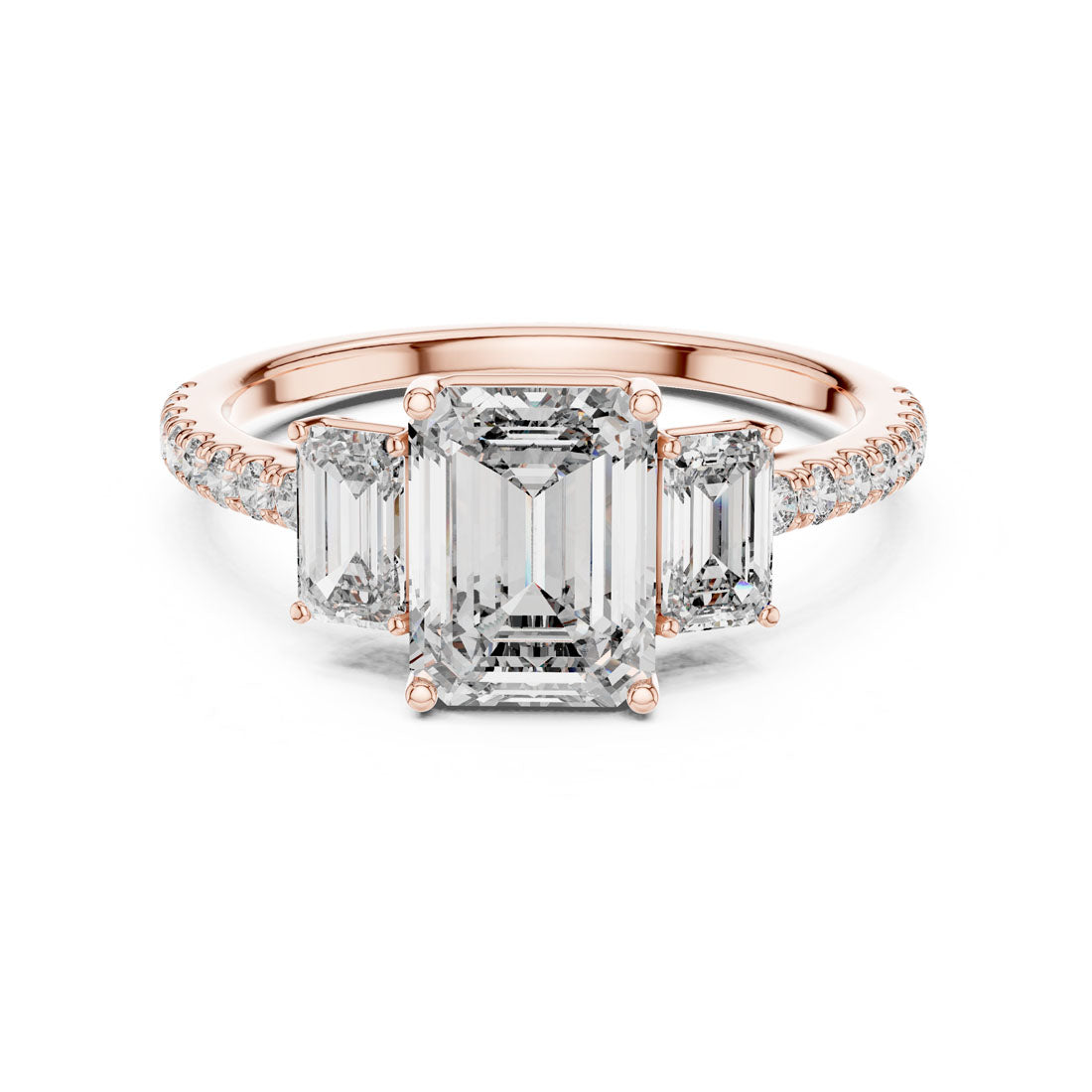 2.54 Ct. Emerald Cut Three-Stone Diamond Ring (1296) 7