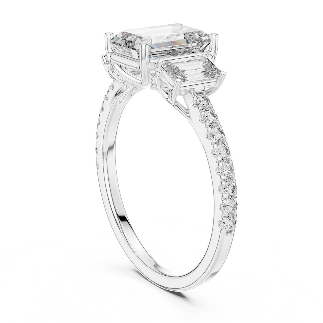 2.54 Ct. Emerald Cut Three-Stone Diamond Ring (1296) 6