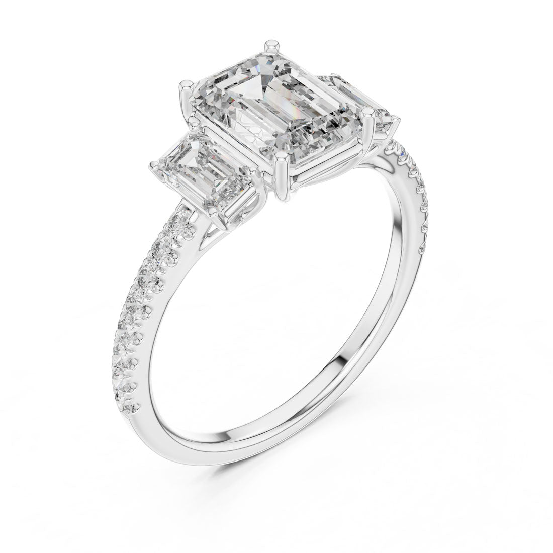 2.54 Ct. Emerald Cut Three-Stone Diamond Ring (1296) 9