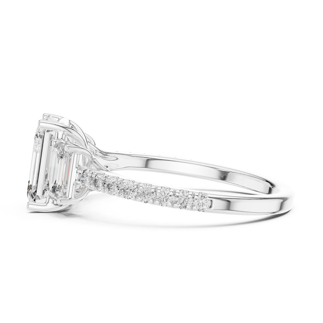 2.54 Ct. Emerald Cut Three-Stone Diamond Ring (1296) 11