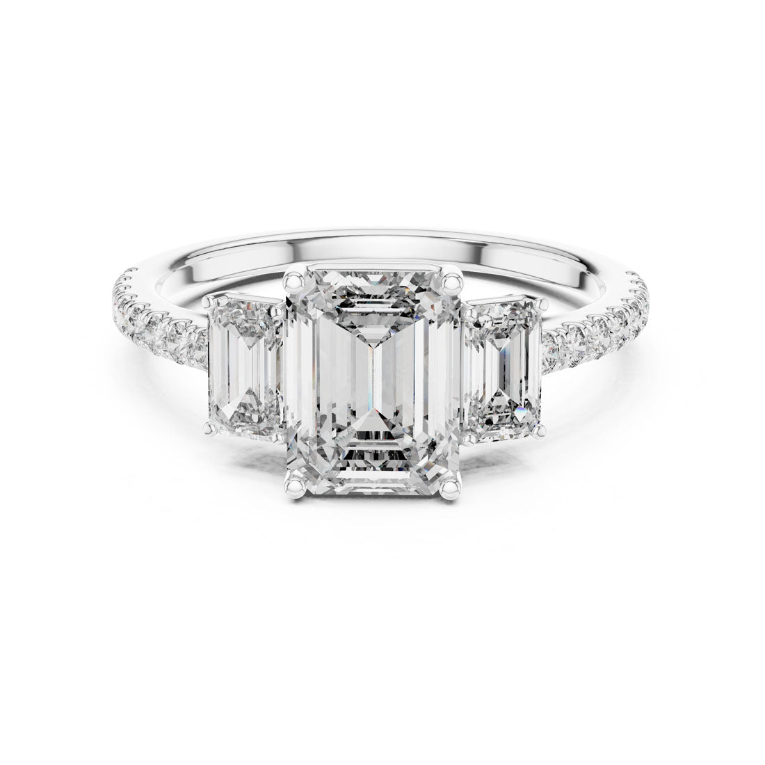 2.54 Ct. Emerald Cut Three-Stone Diamond Ring (1296)