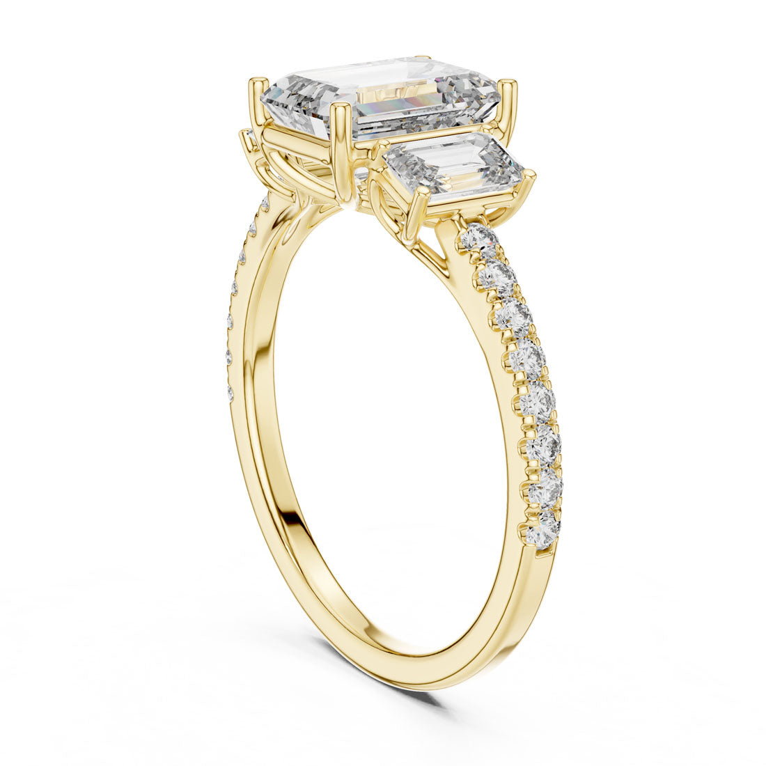 2.54 Ct. Emerald Cut Three-Stone Diamond Ring (1296) 3