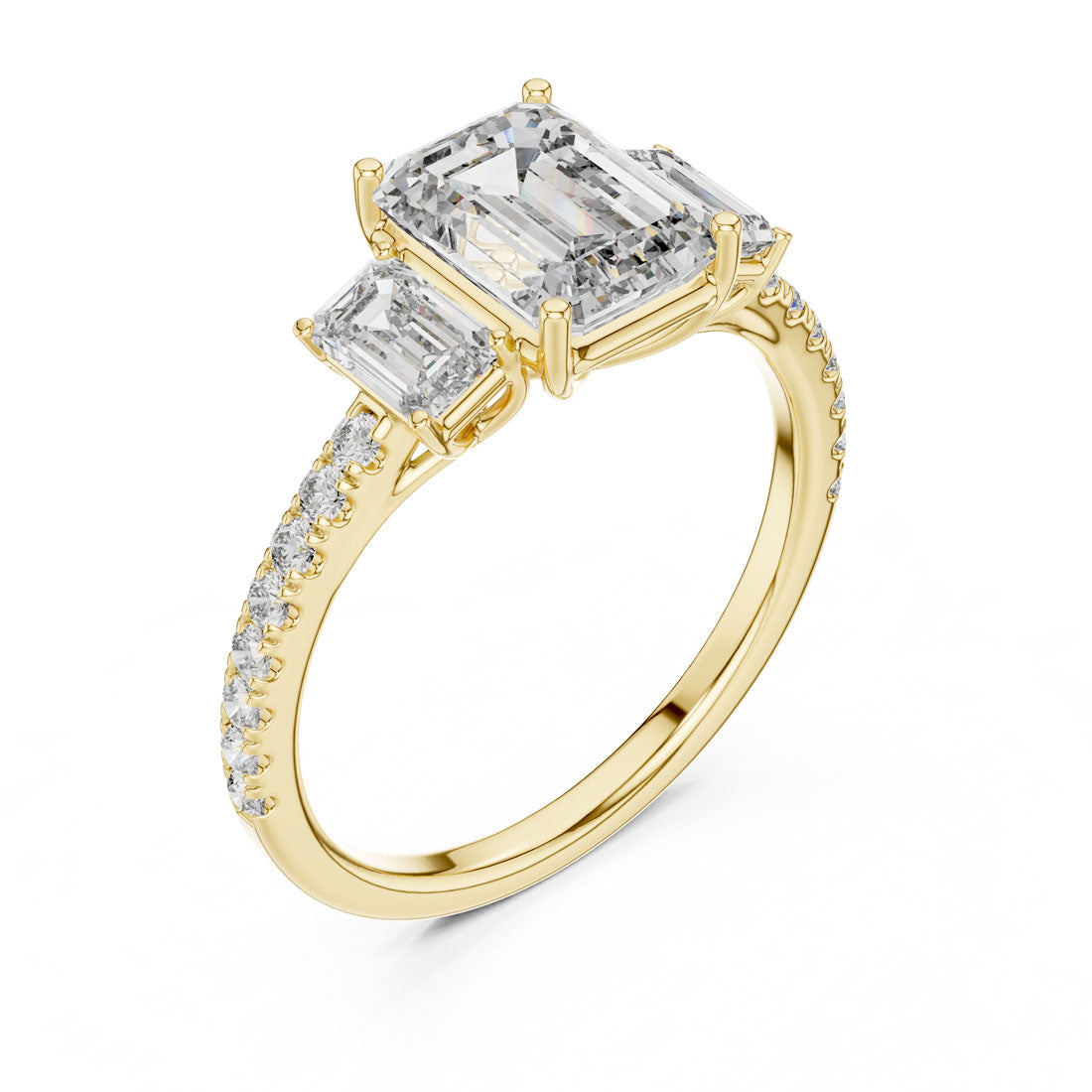2.54 Ct. Emerald Cut Three-Stone Diamond Ring (1296)