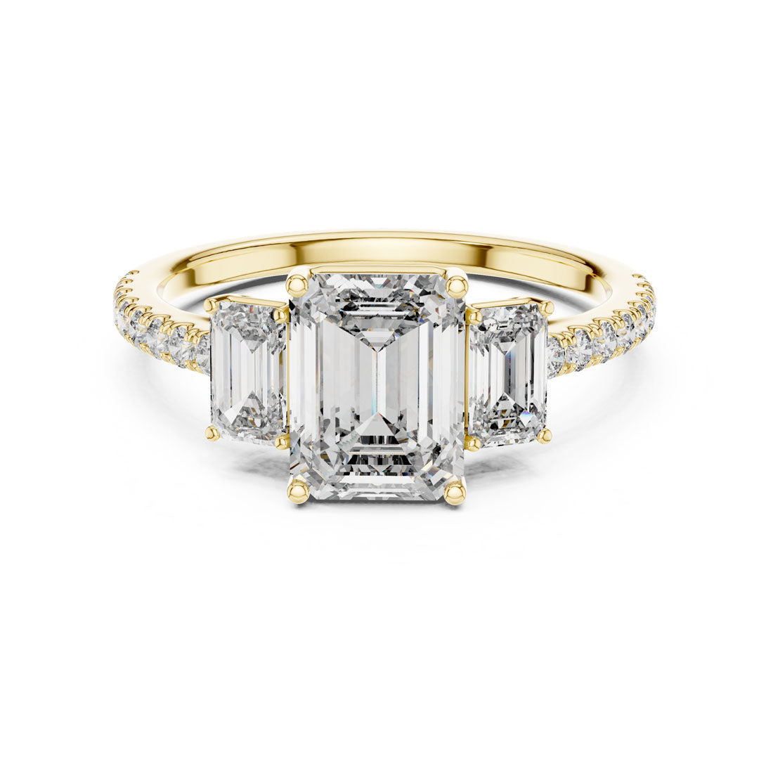 2.54 Ct. Emerald Cut Three-Stone Diamond Ring (1296) 5