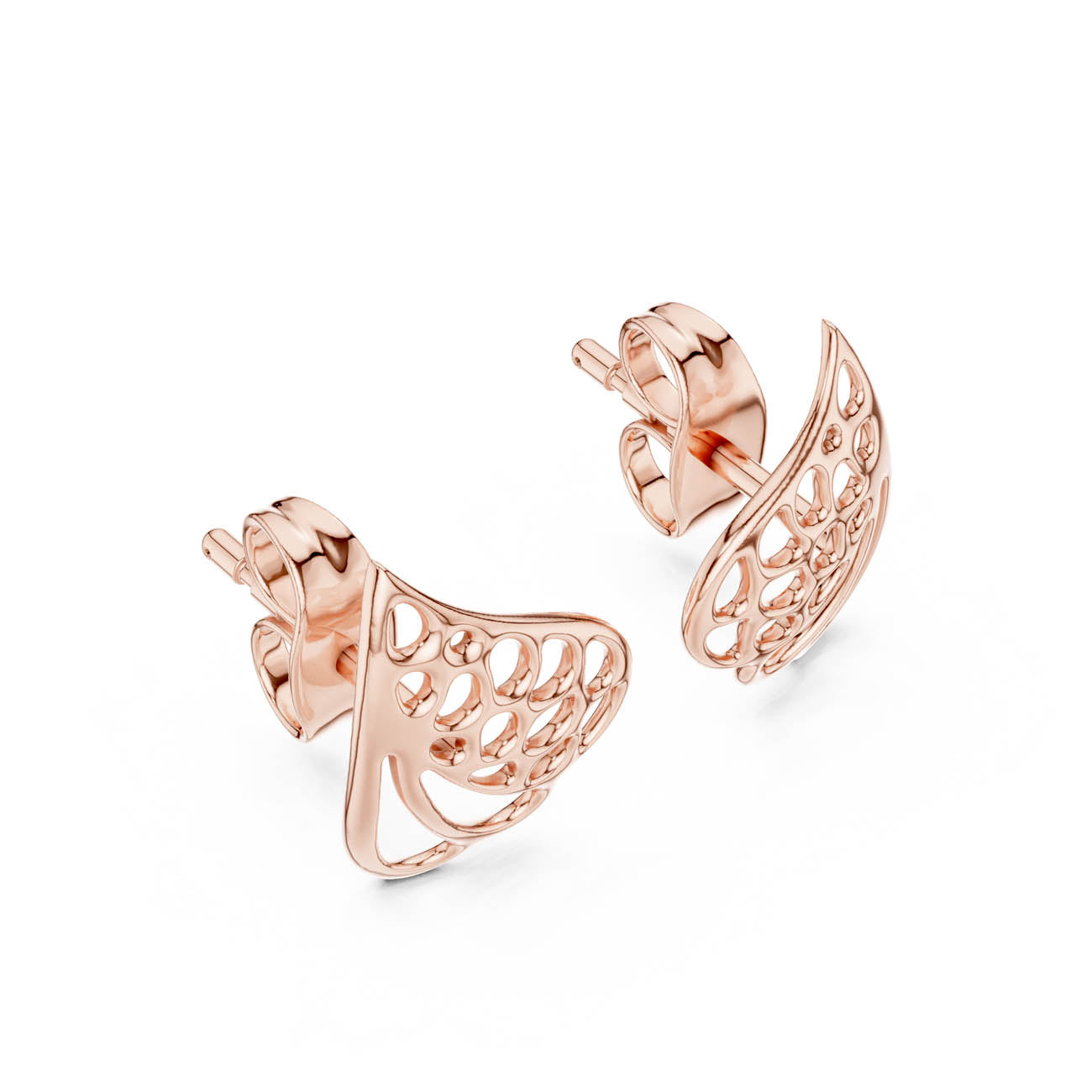 Sculptural Openwork Teardrop Stud Earrings with Organic Cutout Design (12#10001@E) 6
