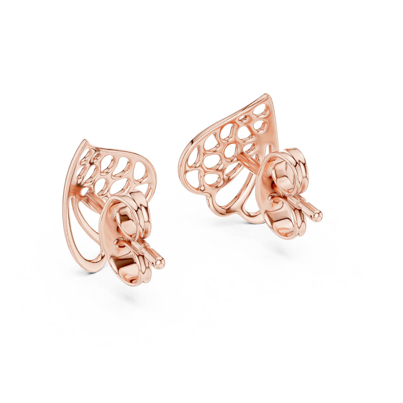 Sculptural Openwork Teardrop Stud Earrings with Organic Cutout Design (12#10001@E) 7