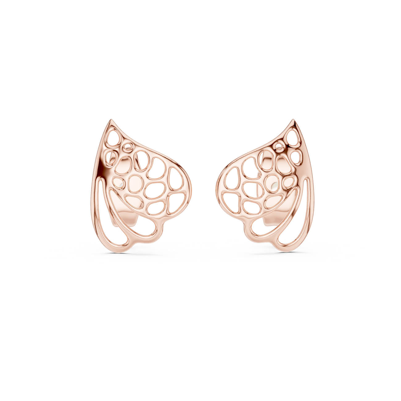 Sculptural Openwork Teardrop Stud Earrings with Organic Cutout Design (12#10001@E) 5