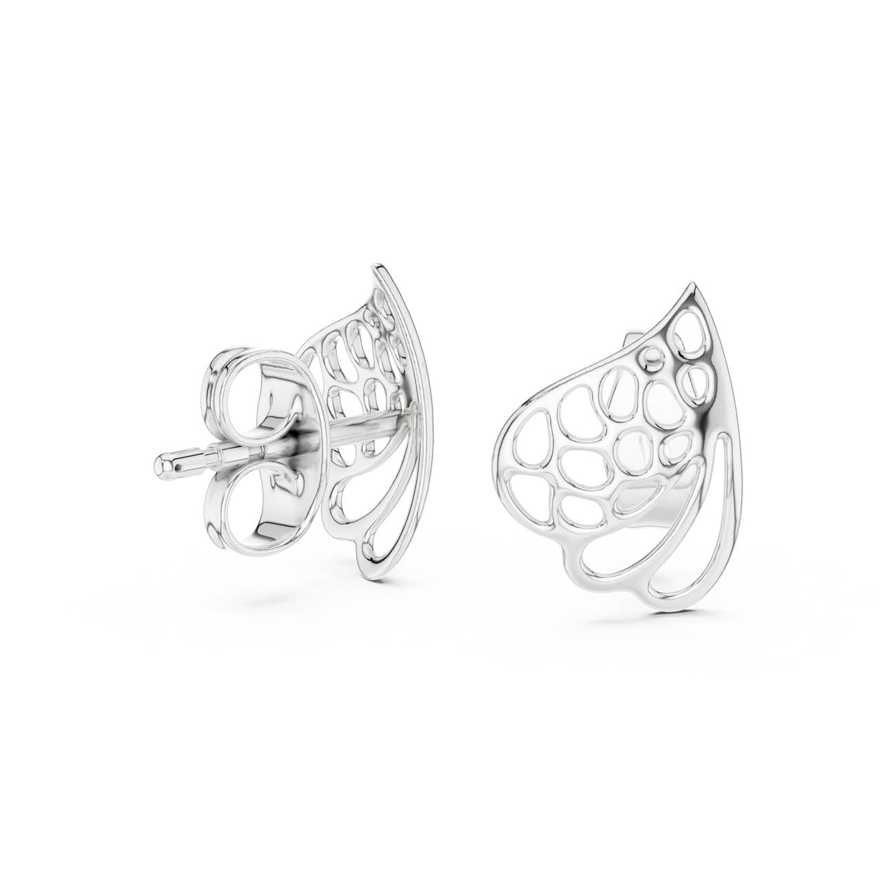 Sculptural Openwork Teardrop Stud Earrings with Organic Cutout Design (12#10001@E) 11